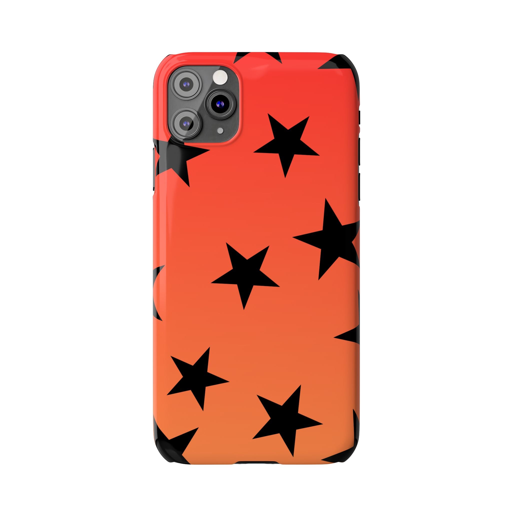 Star Pattern Slim Phone Case — Gradient Orange Red with Black Stars