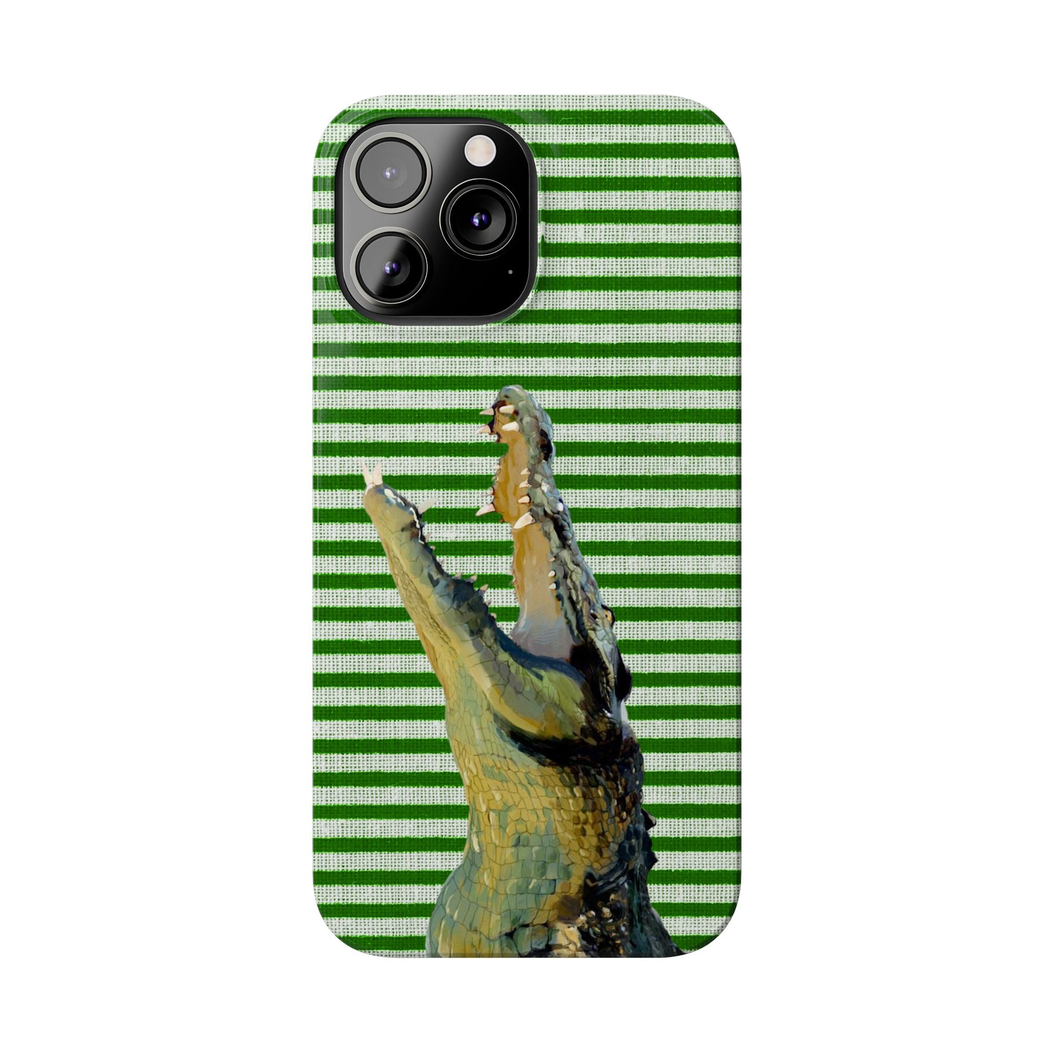 Alligator Stripes Slim Phone Case — Green Striped Gator Design