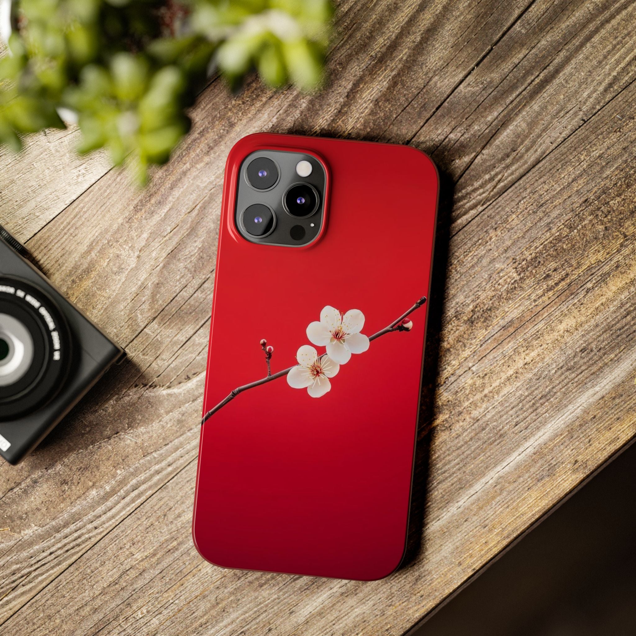 Minimal Red Sakura Blossom Design