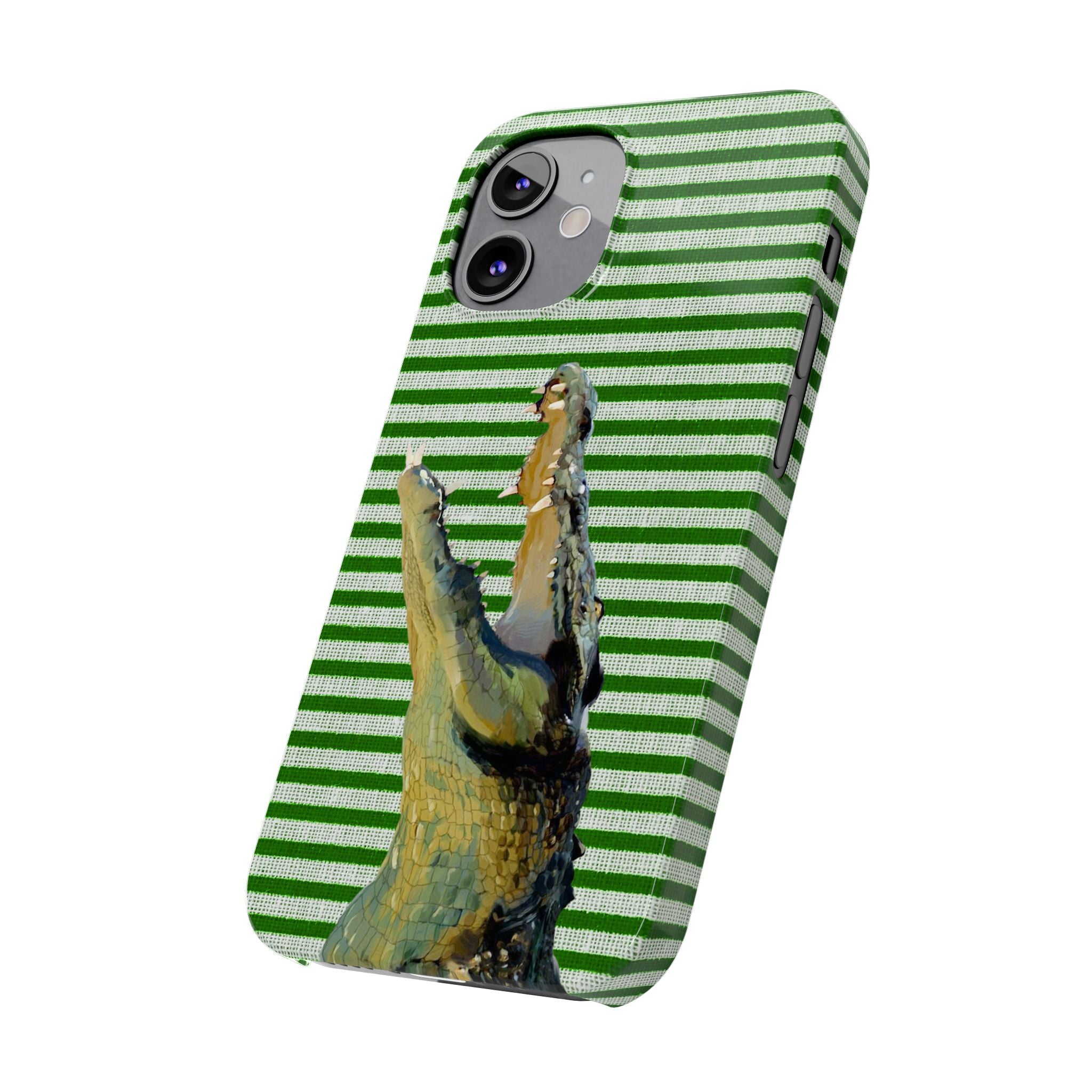Alligator Stripes Slim Phone Case — Green Striped Gator Design