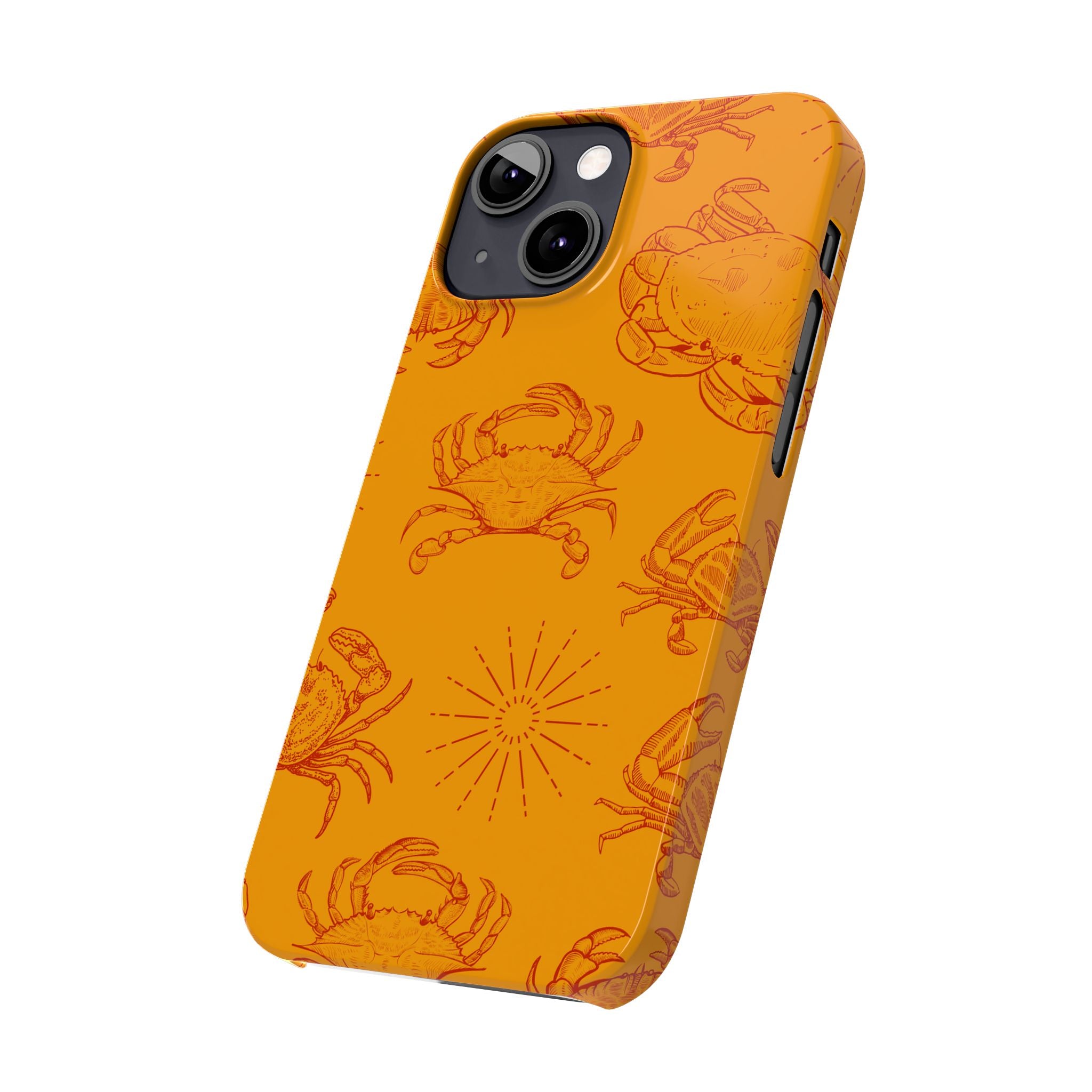 Crab Pattern Slim Phone Case — Orange Nautical Beach Vibe
