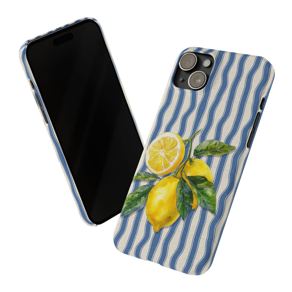 Lemon Stripe Slim Phone Case – Hand-Painted Citrus Design