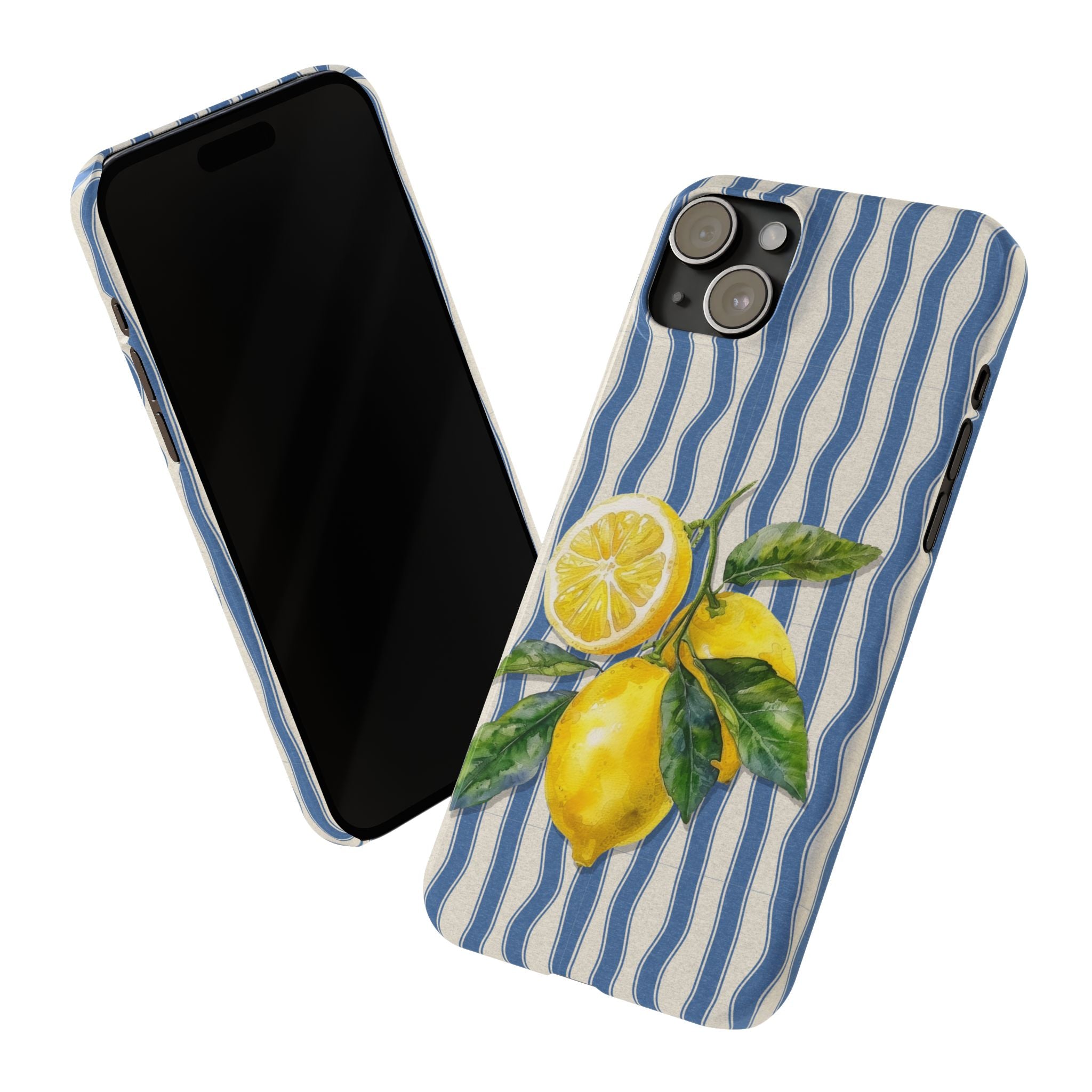Lemon Stripe Slim Phone Case – Hand-Painted Citrus Design
