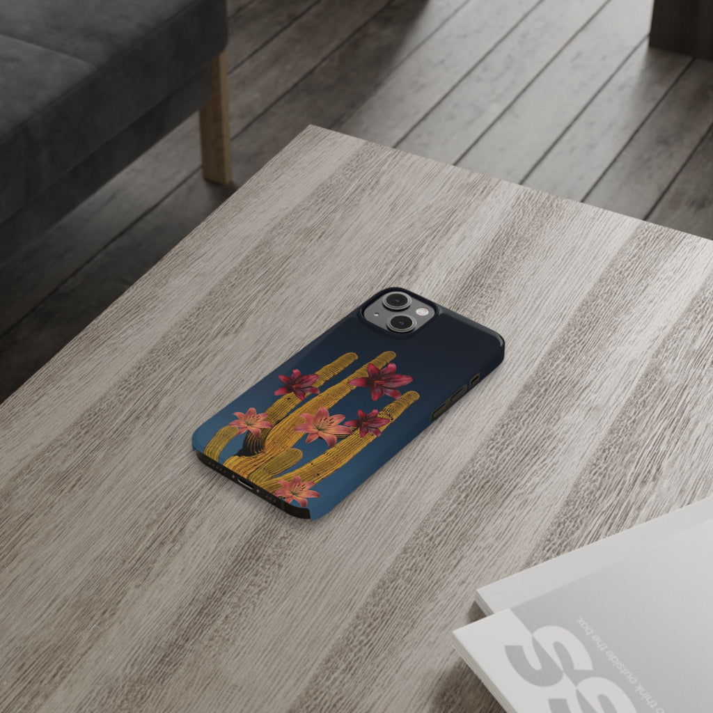 Cactus Bloom Slim Phone Case — Desert Floral Night Design