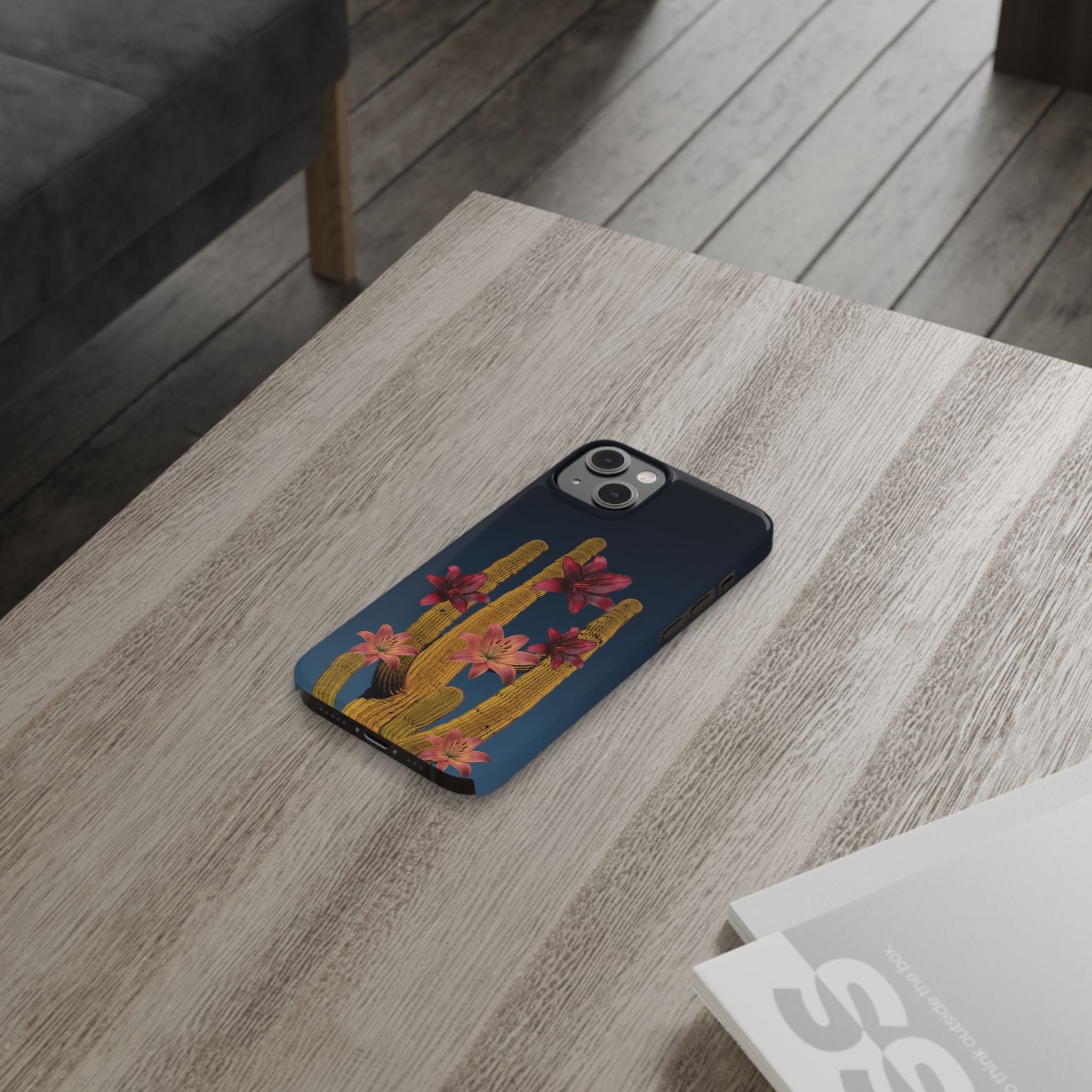 Cactus Bloom Slim Phone Case — Desert Floral Night Design