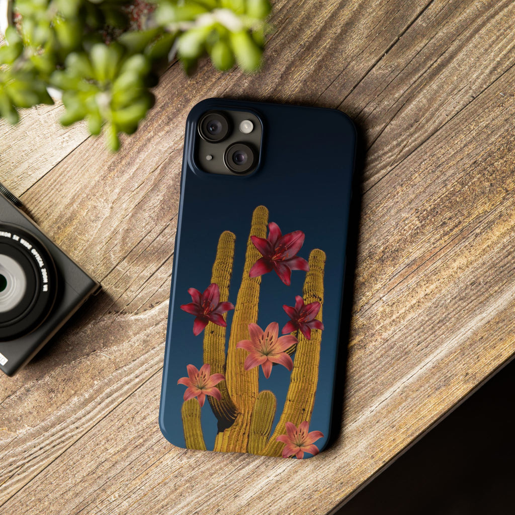 Cactus Bloom Slim Phone Case — Desert Floral Night Design