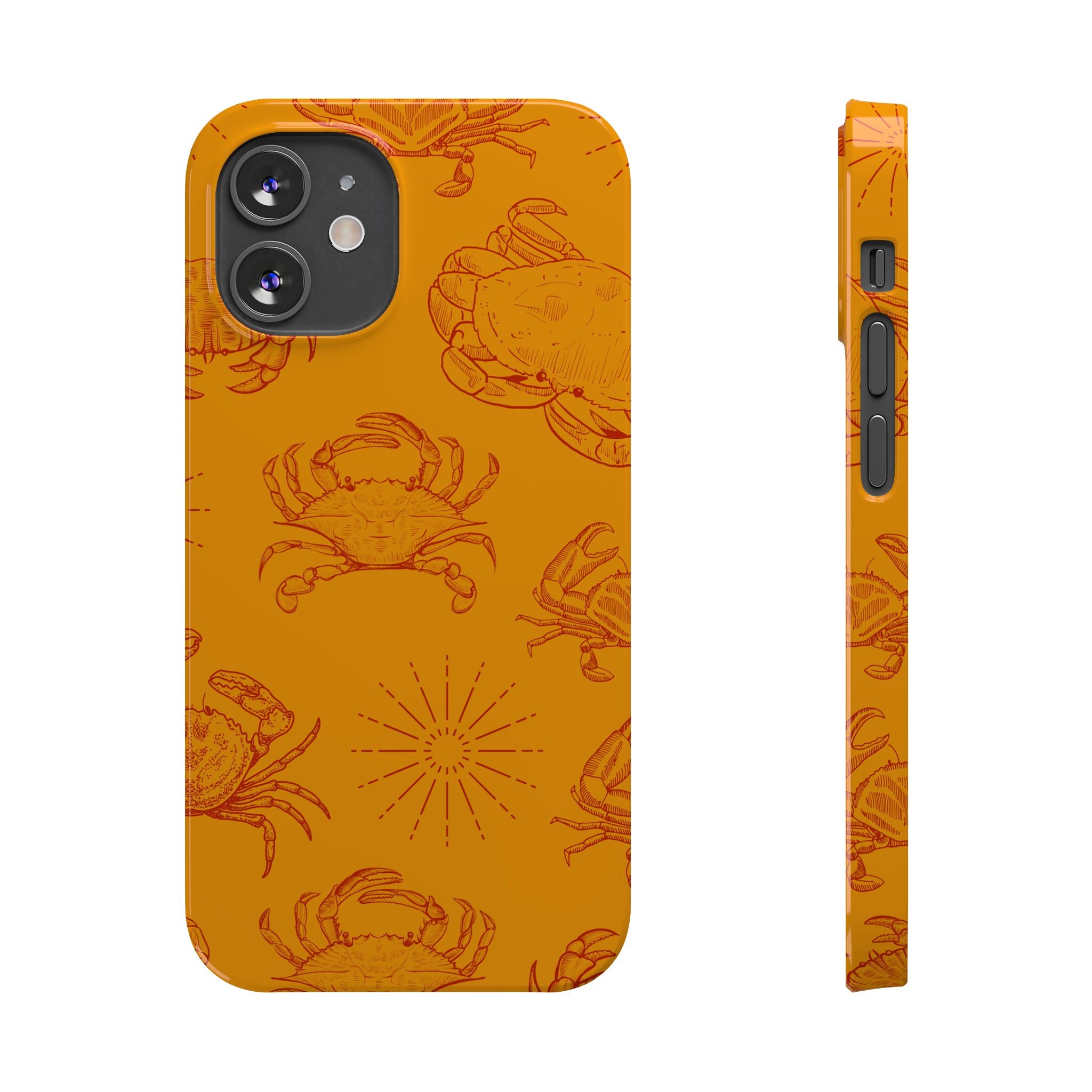 Crab Pattern Slim Phone Case — Orange Nautical Beach Vibe