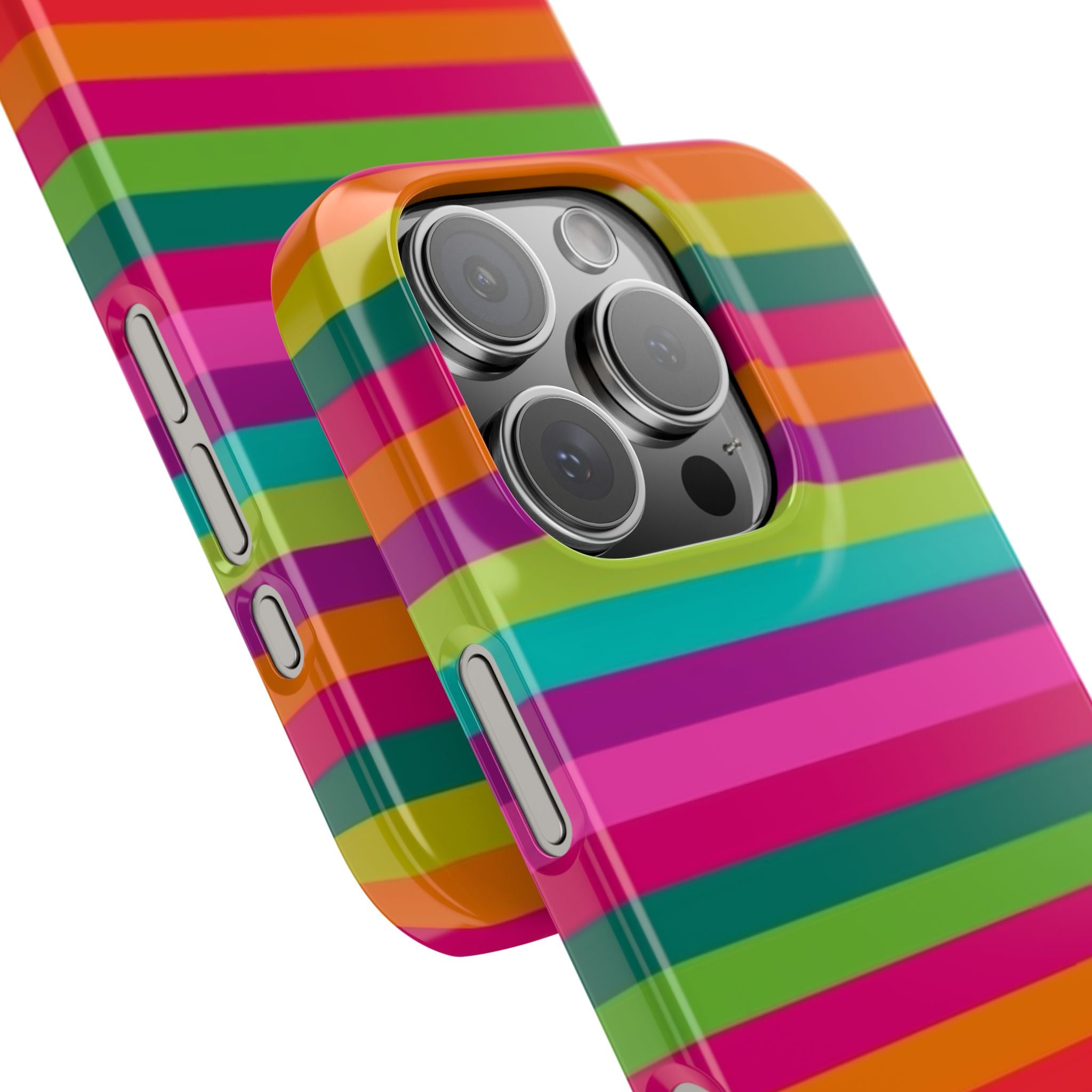 Chic Stripes Slim Phone Case — Colorful Rainbow Stripe Monogram Phone Cover