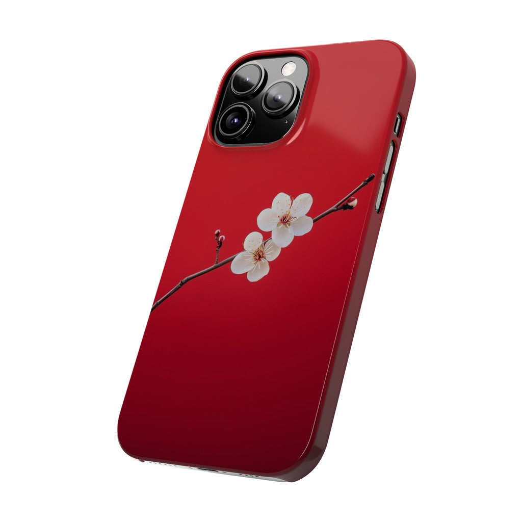 Minimal Red Sakura Blossom Design