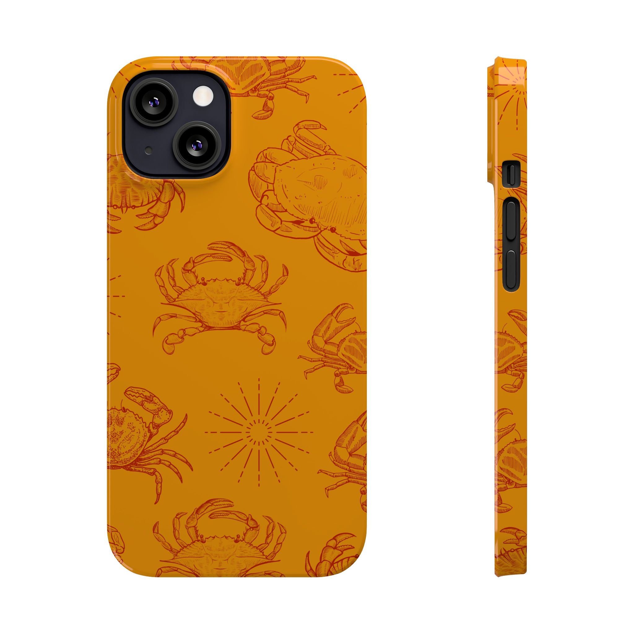 Crab Pattern Slim Phone Case — Orange Nautical Beach Vibe