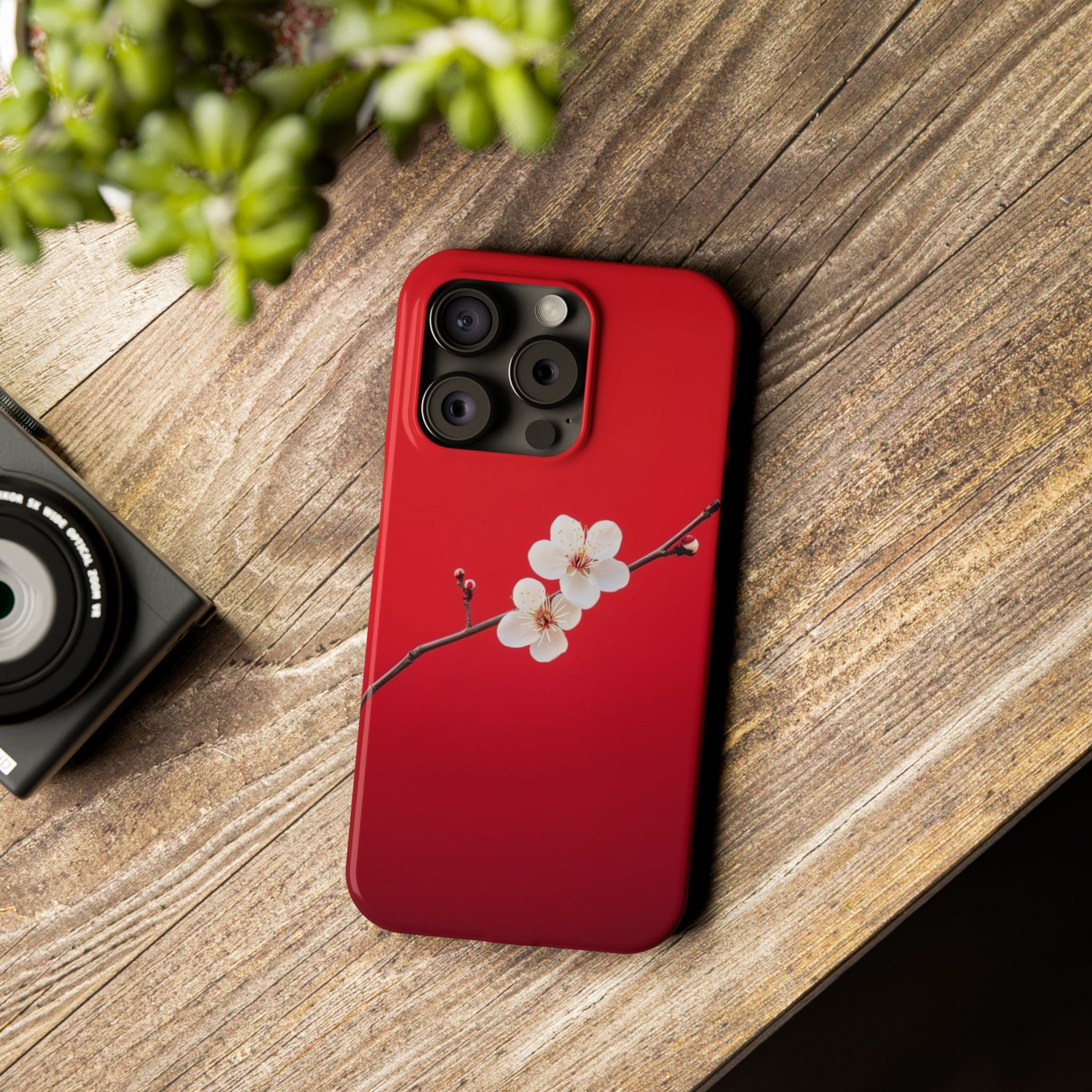 Minimal Red Sakura Blossom Design