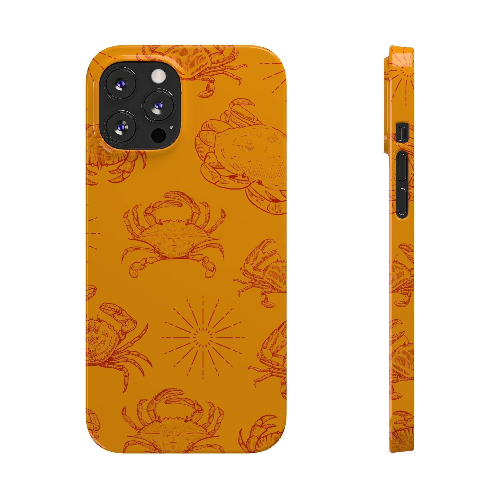 Crab Pattern Slim Phone Case — Orange Nautical Beach Vibe