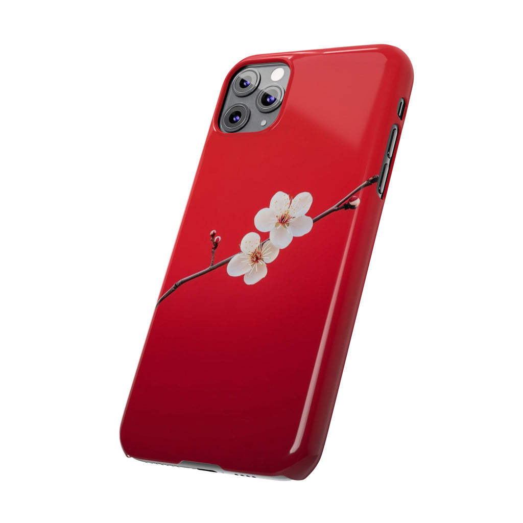 Minimal Red Sakura Blossom Design