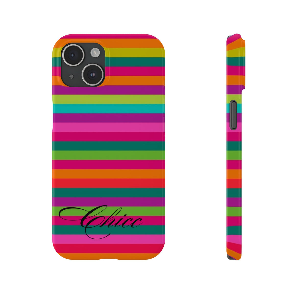 Chic Stripes Slim Phone Case — Colorful Rainbow Stripe Monogram Phone Cover