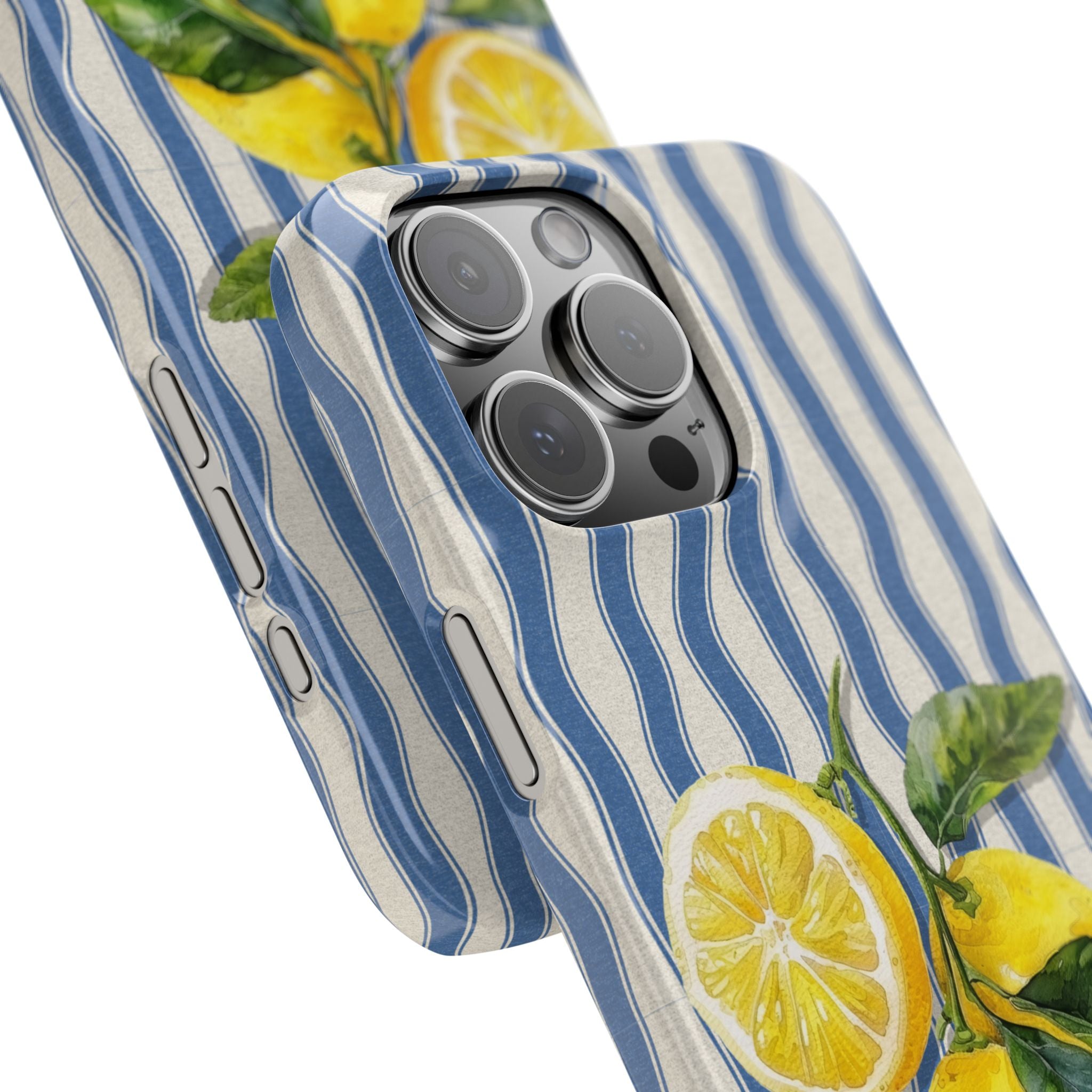 Lemon Stripe Slim Phone Case – Hand-Painted Citrus Design