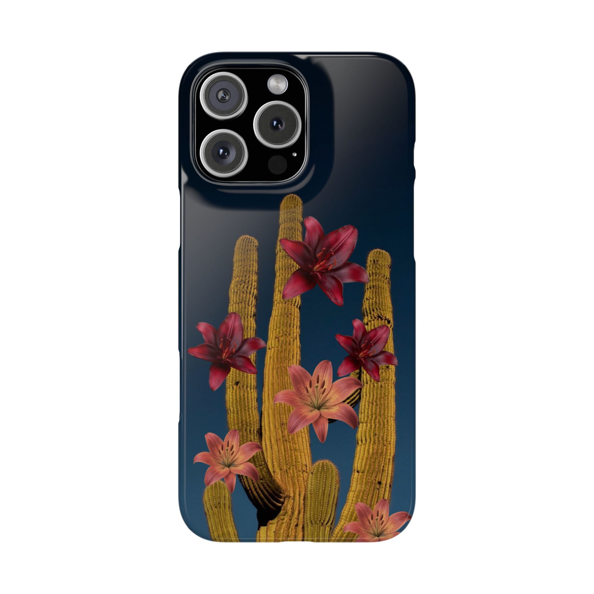 Cactus Bloom Slim Phone Case — Desert Floral Night Design