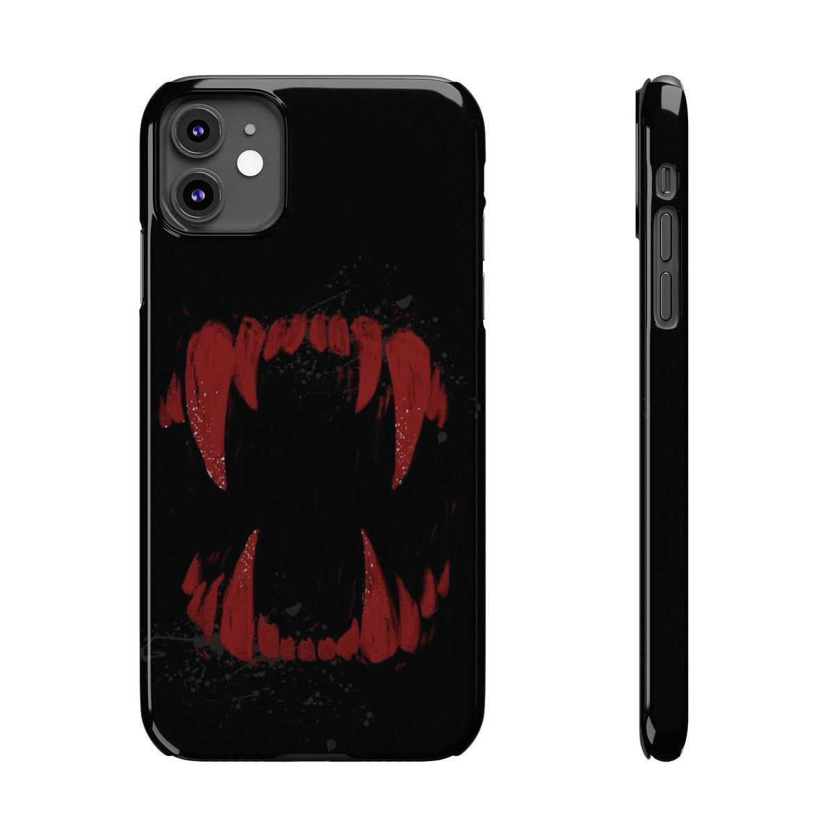 Vampire Fangs Slim Phone Case — Gothic Red Bite Design
