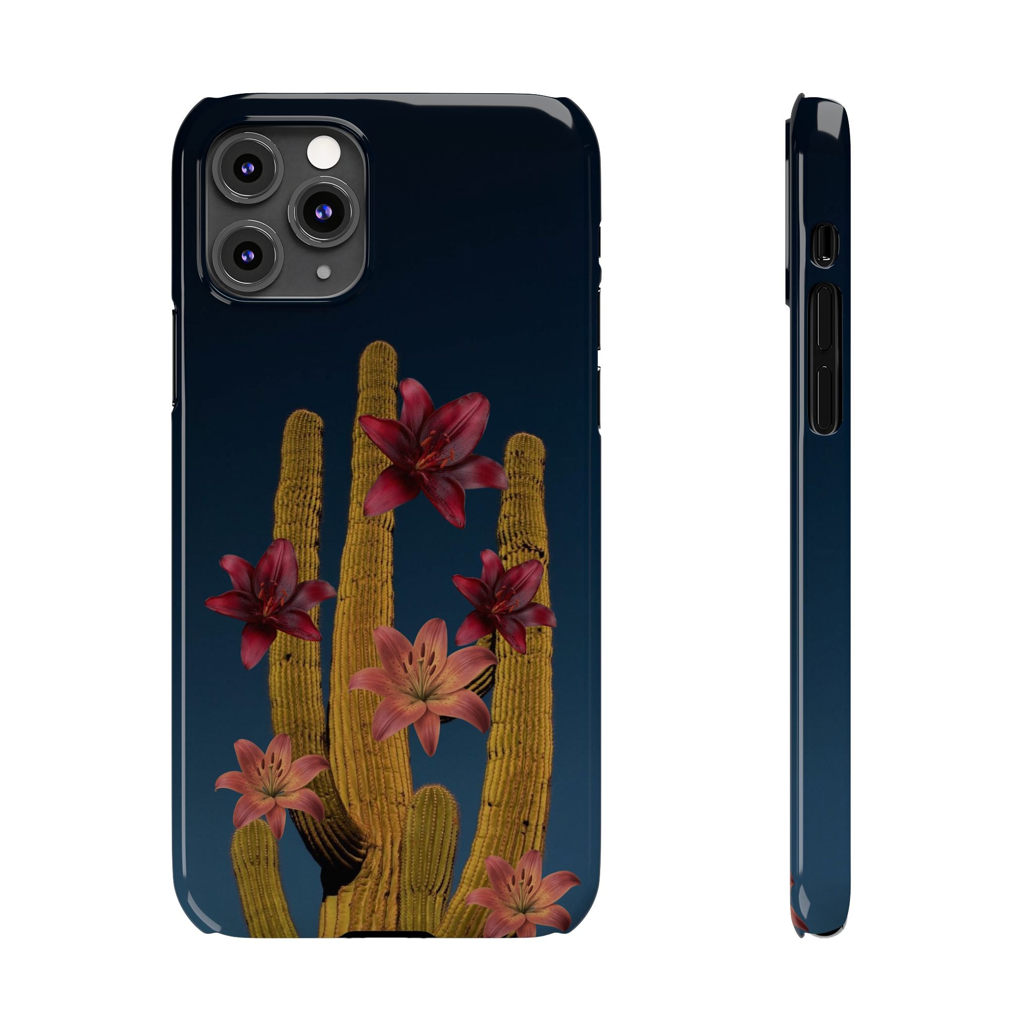 Cactus Bloom Slim Phone Case — Desert Floral Night Design