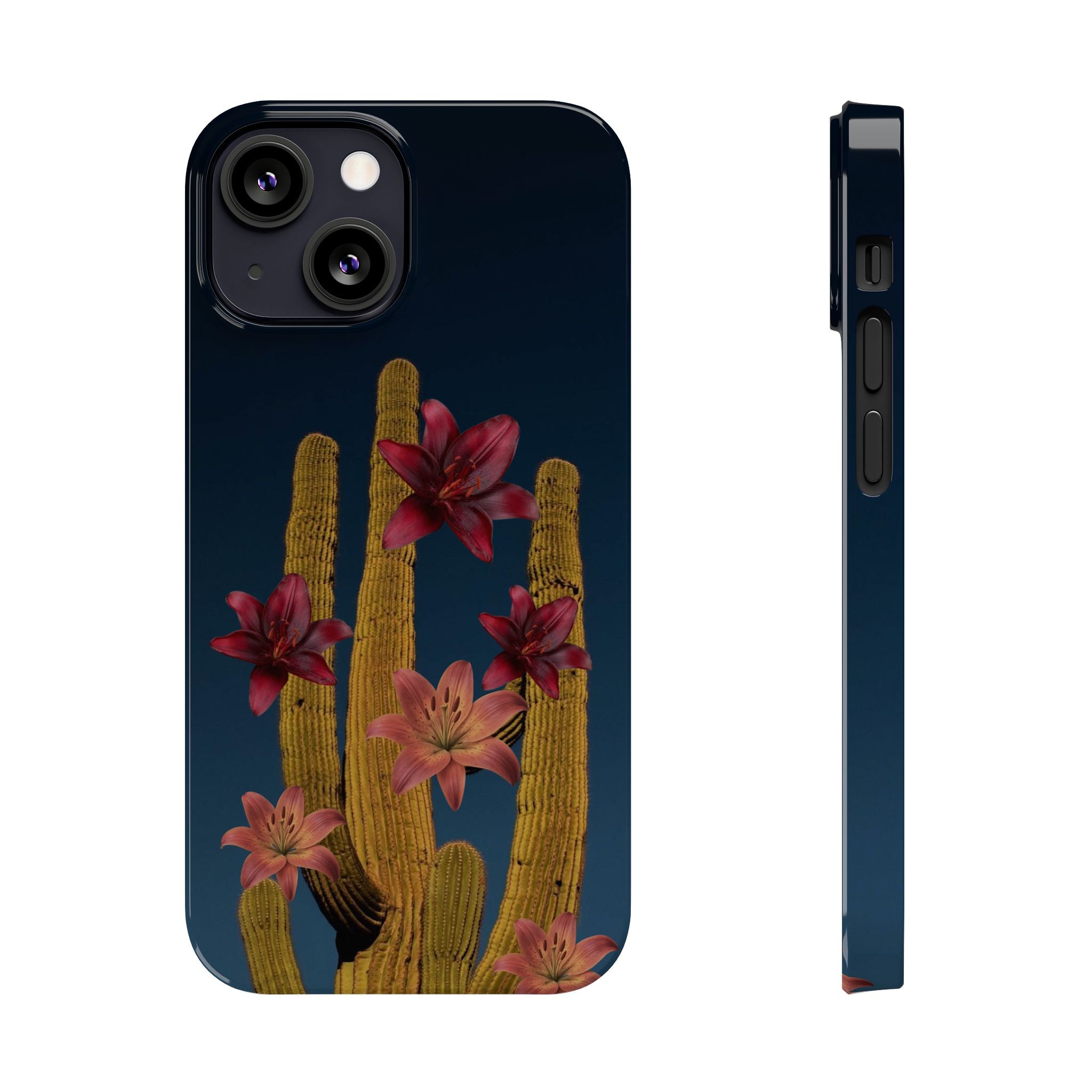 Cactus Bloom Slim Phone Case — Desert Floral Night Design