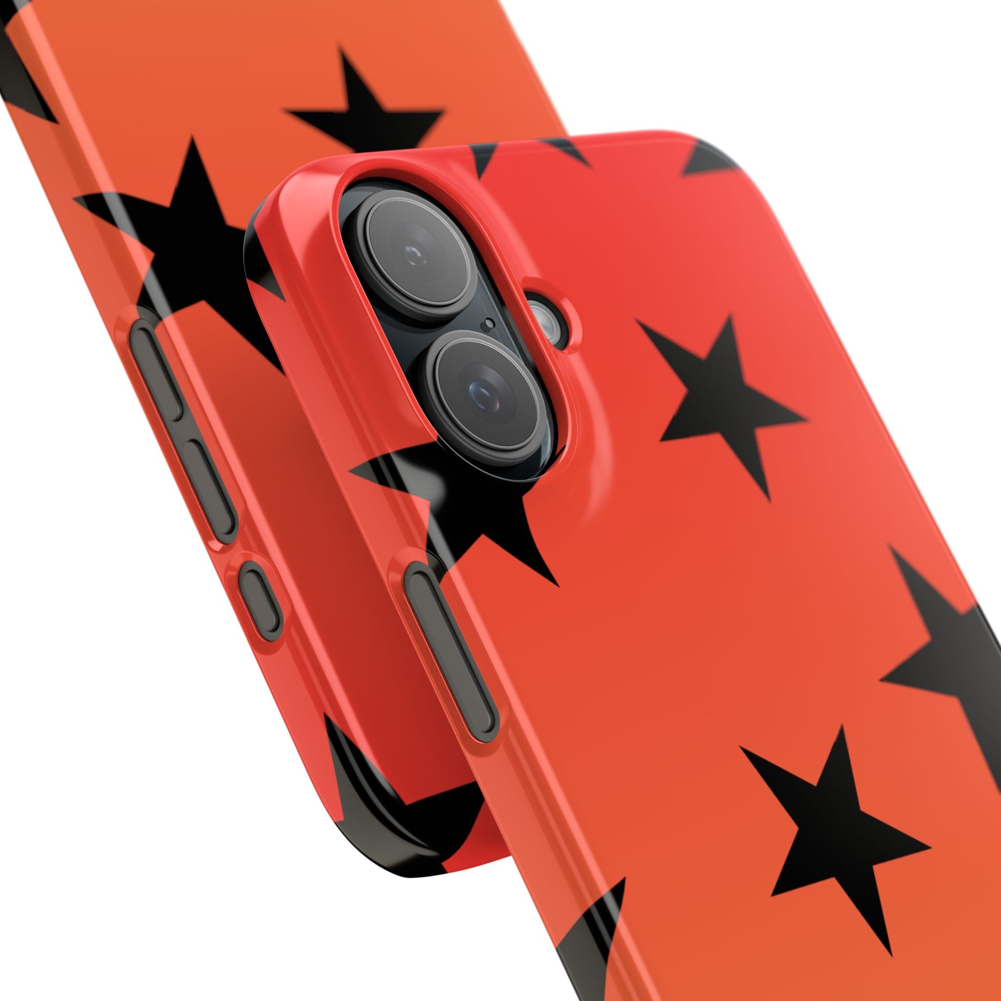 Star Pattern Slim Phone Case — Gradient Orange Red with Black Stars