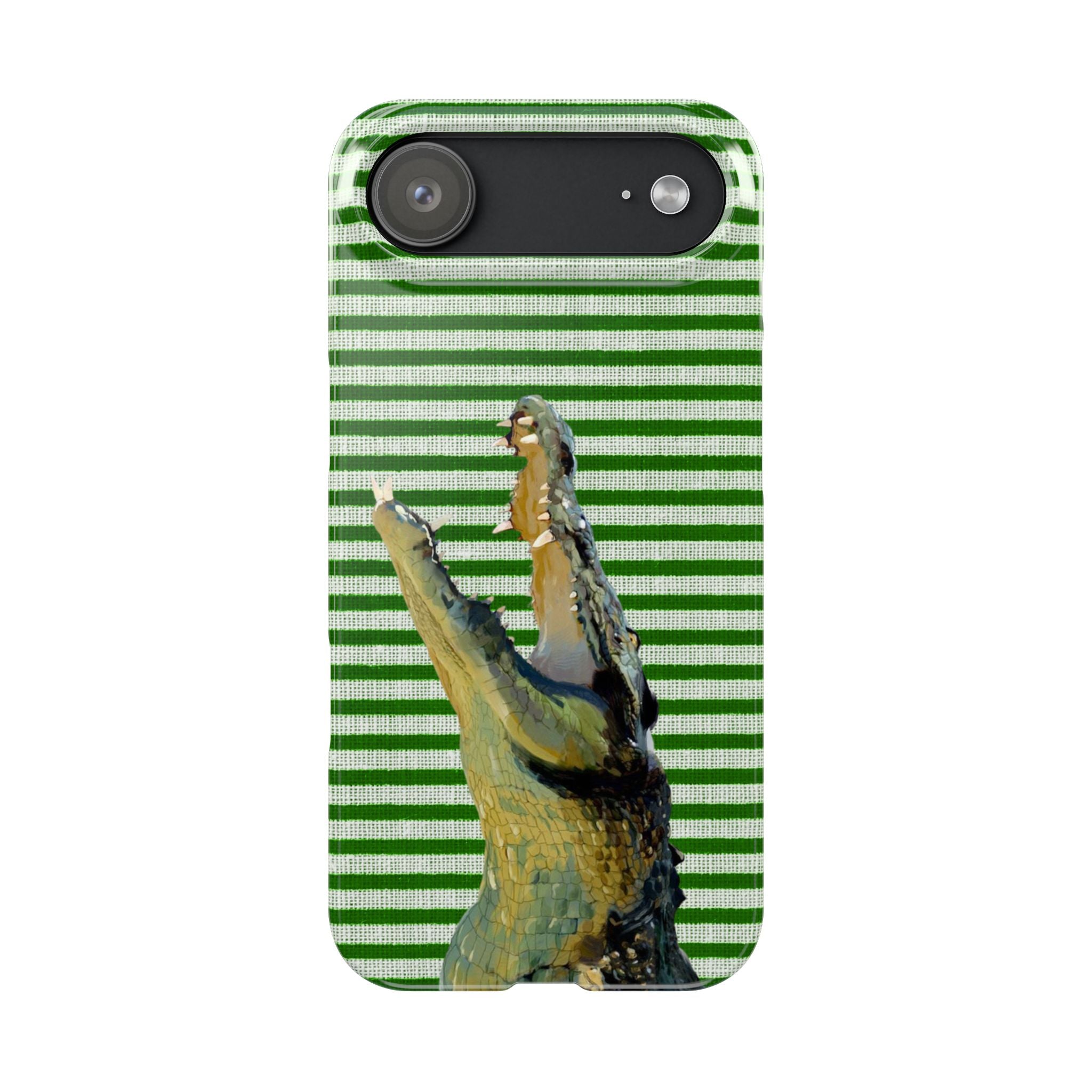 Alligator Stripes Slim Phone Case — Green Striped Gator Design