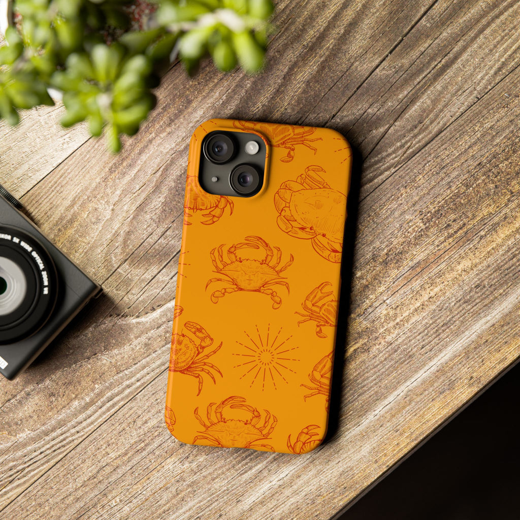 Crab Pattern Slim Phone Case — Orange Nautical Beach Vibe