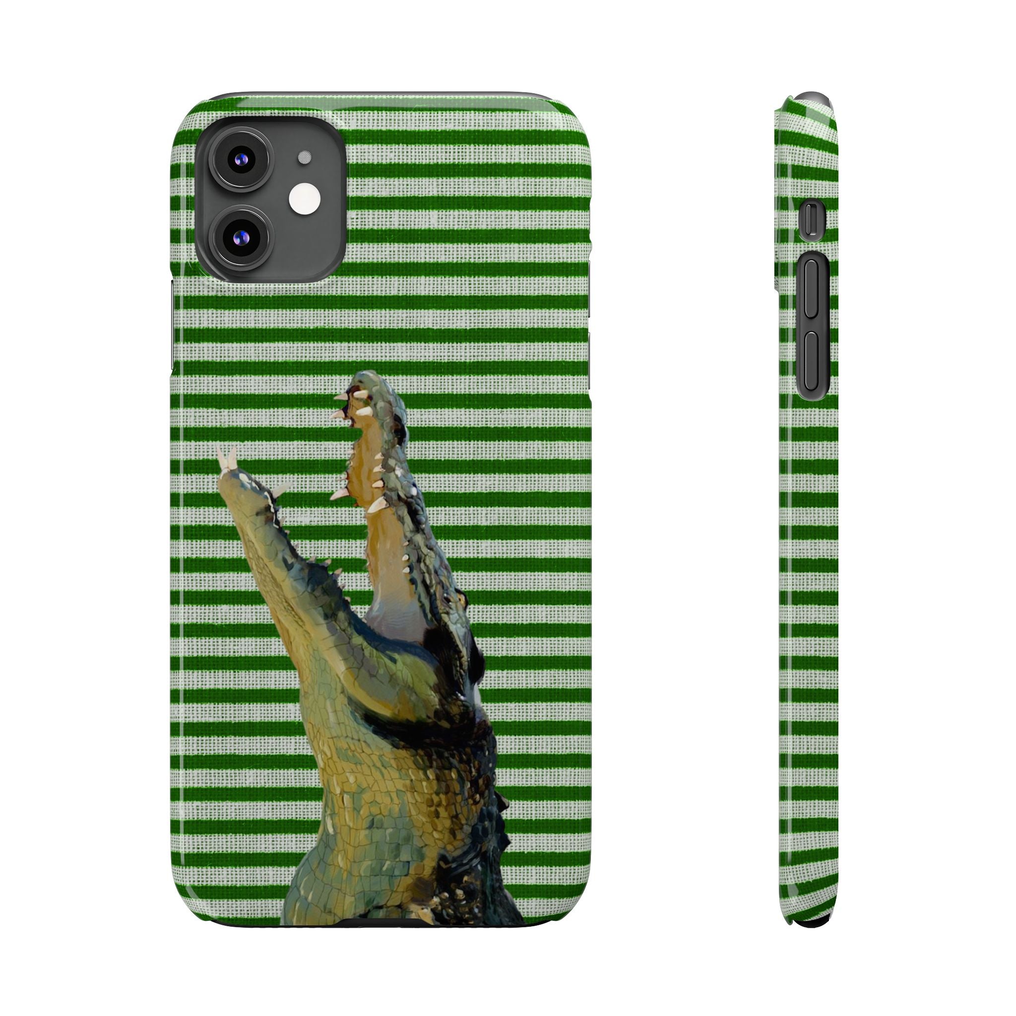 Alligator Stripes Slim Phone Case — Green Striped Gator Design