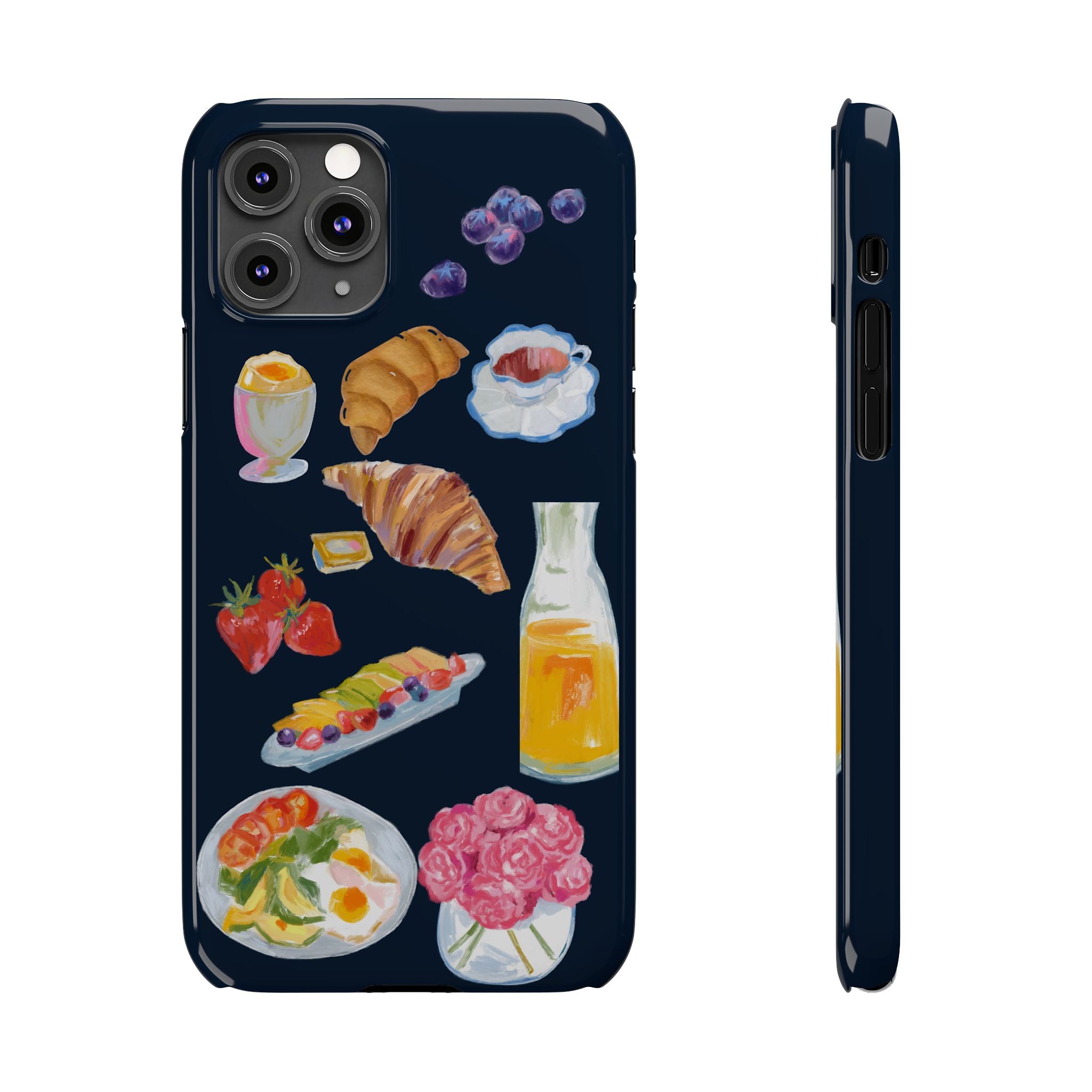 Brunch Icons Slim Phone Case — Croissant, Eggs & Juice Breakfast Design