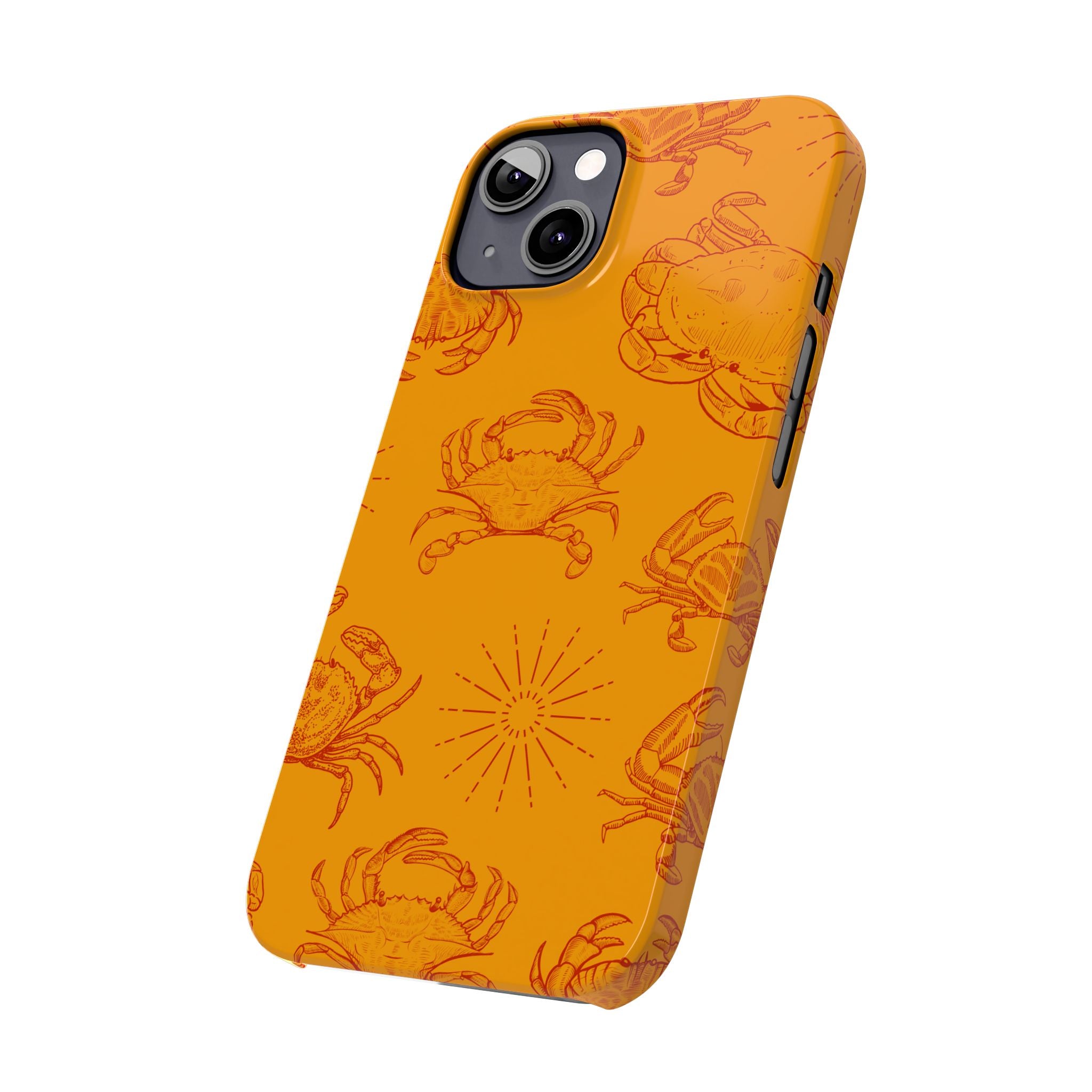 Crab Pattern Slim Phone Case — Orange Nautical Beach Vibe