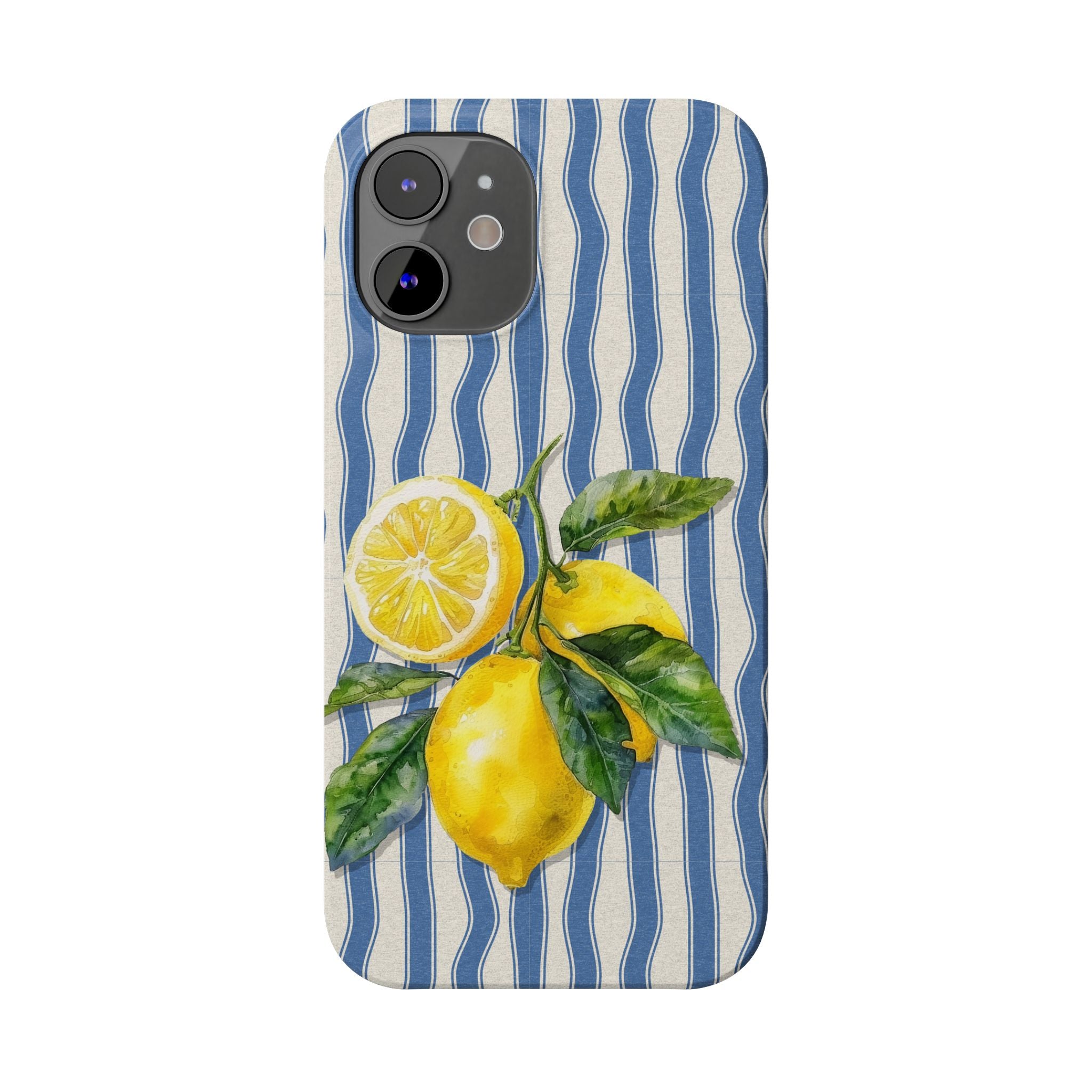 Lemon Stripe Slim Phone Case – Hand-Painted Citrus Design