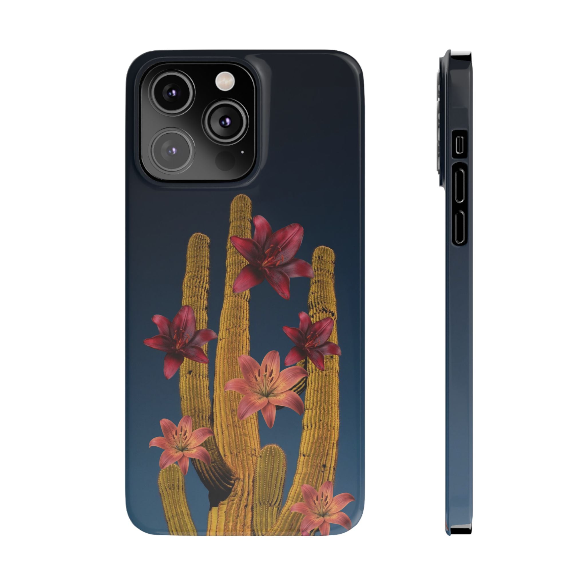 Cactus Bloom Slim Phone Case — Desert Floral Night Design