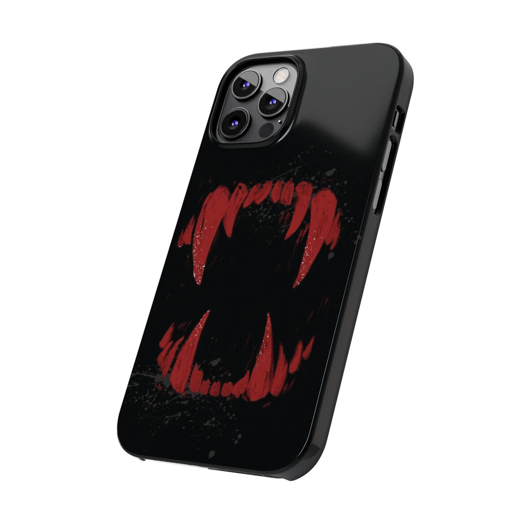 Vampire Fangs Slim Phone Case — Gothic Red Bite Design