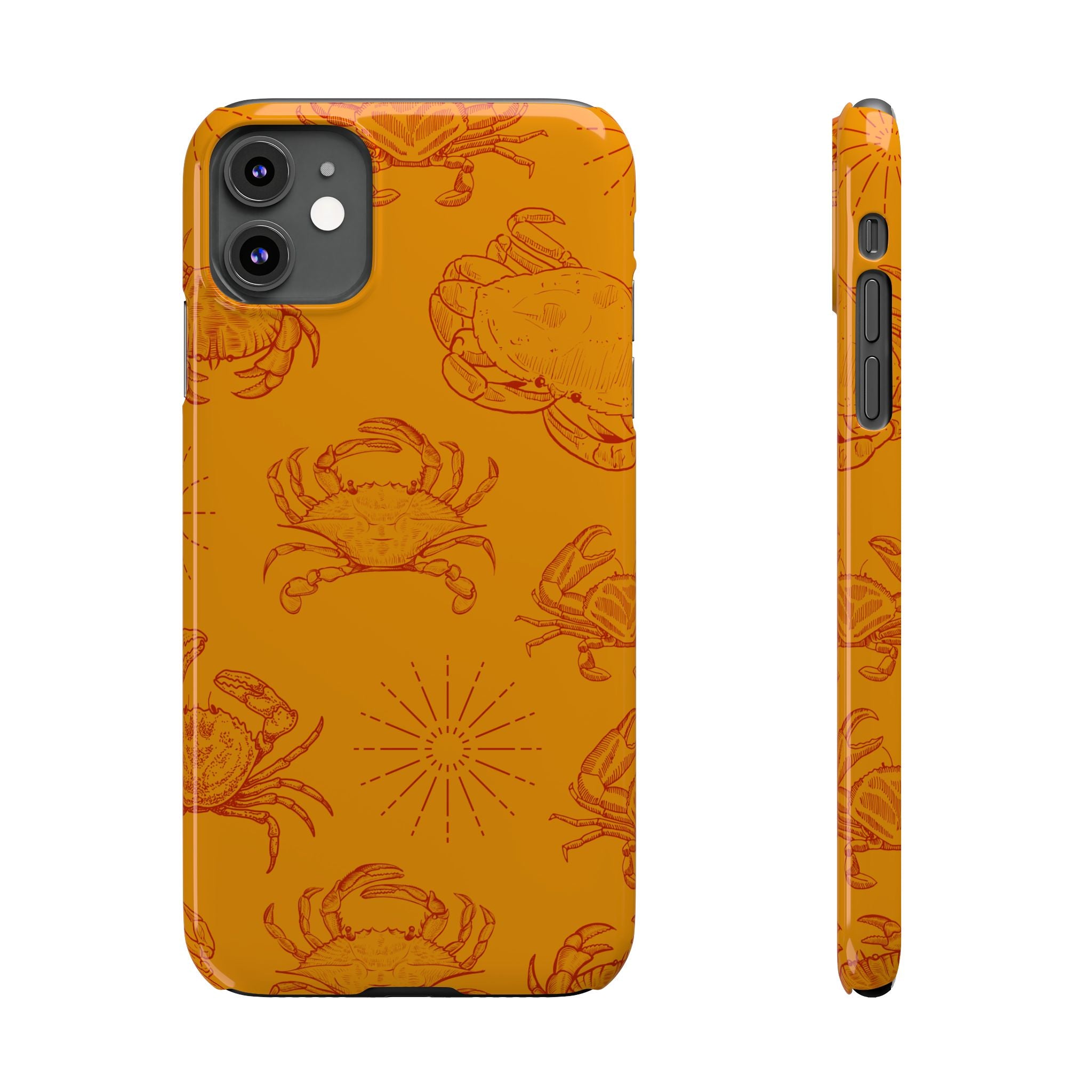 Crab Pattern Slim Phone Case — Orange Nautical Beach Vibe