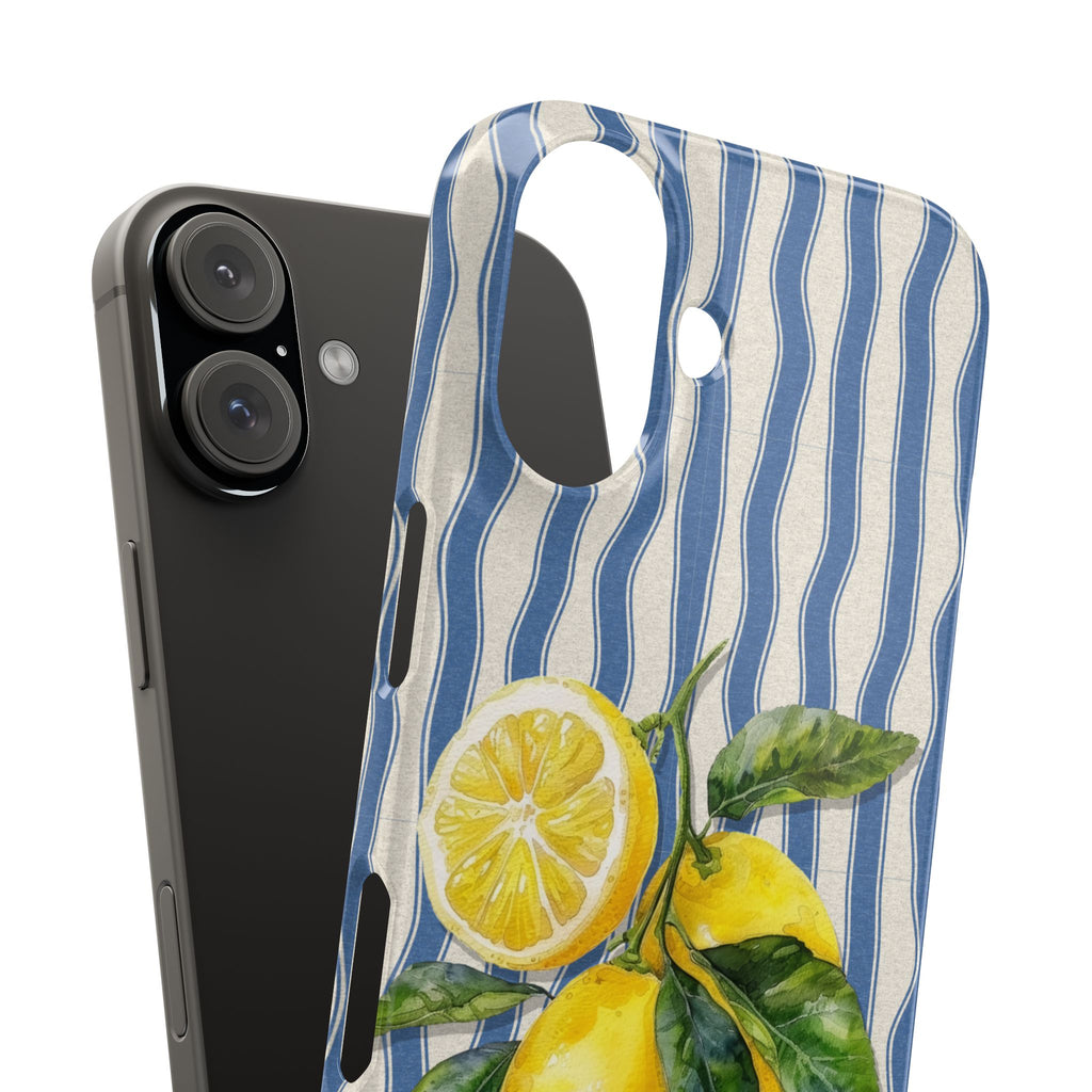 Lemon Stripe Slim Phone Case – Hand-Painted Citrus Design
