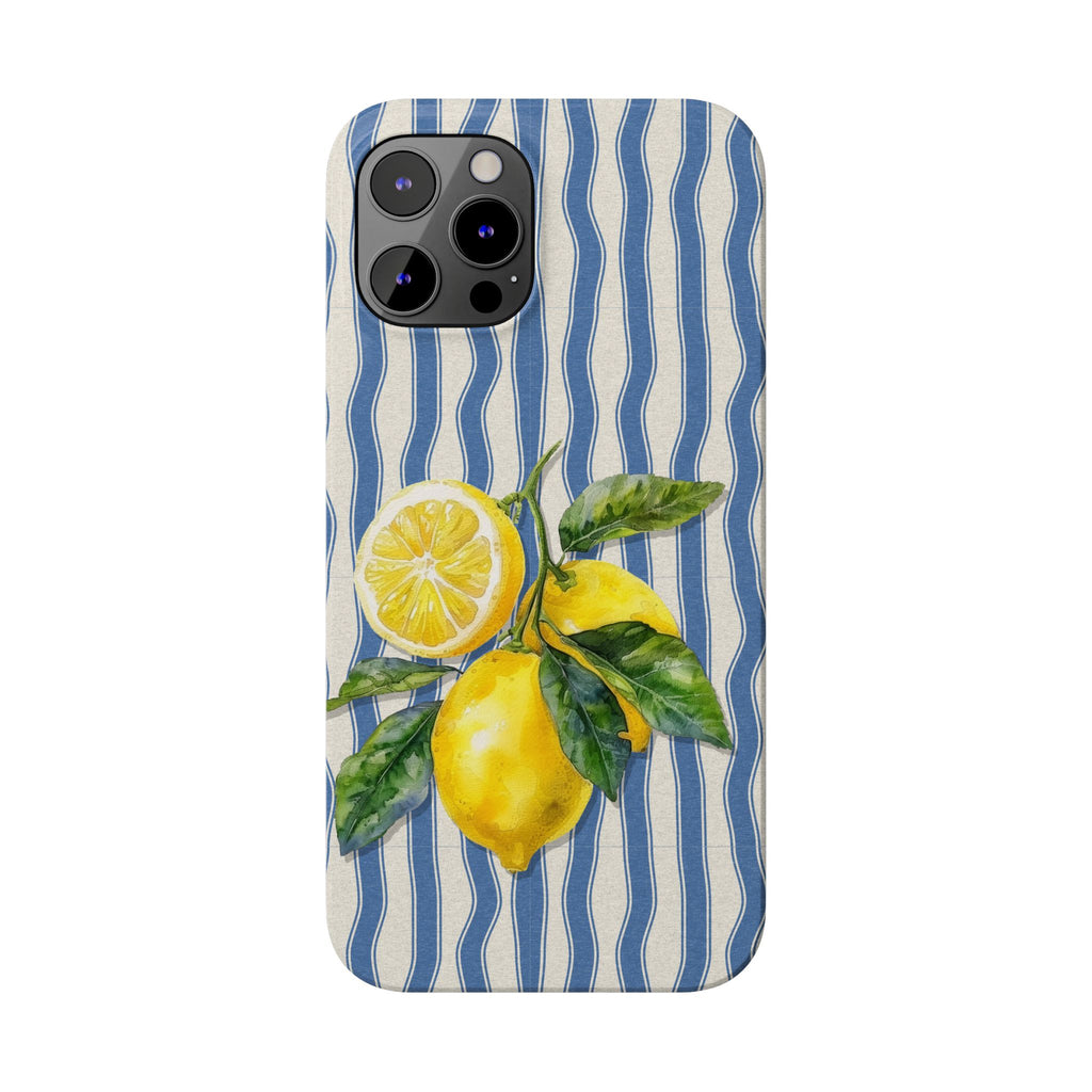Lemon Stripe Slim Phone Case – Hand-Painted Citrus Design