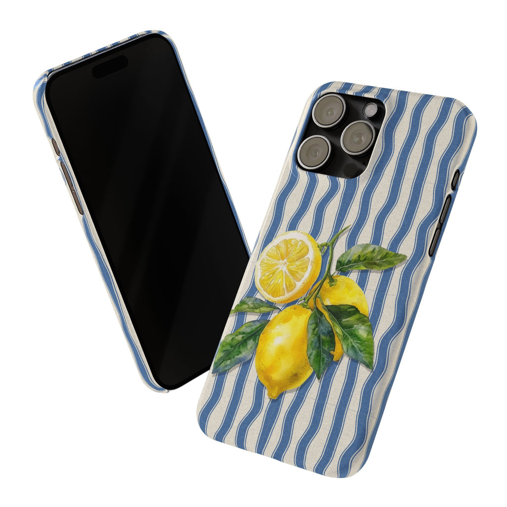 Lemon Stripe Slim Phone Case – Hand-Painted Citrus Design