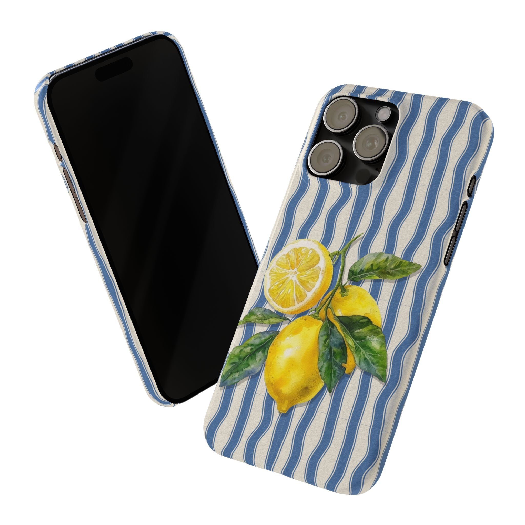 Lemon Stripe Slim Phone Case – Hand-Painted Citrus Design