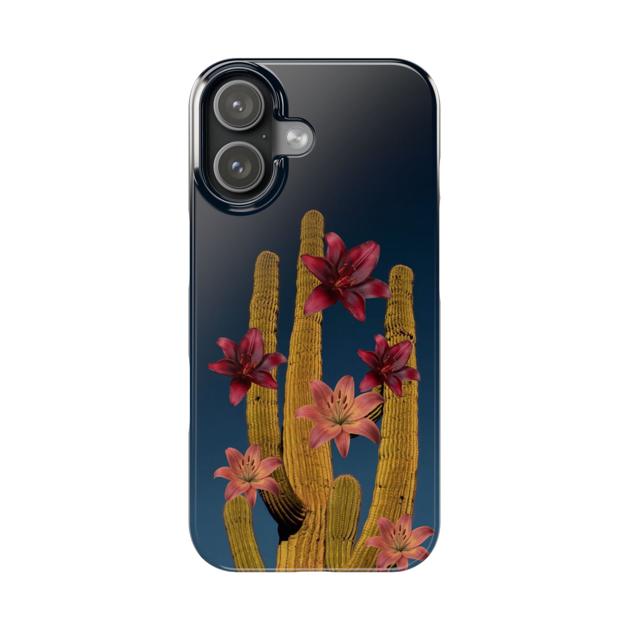 Cactus Bloom Slim Phone Case — Desert Floral Night Design