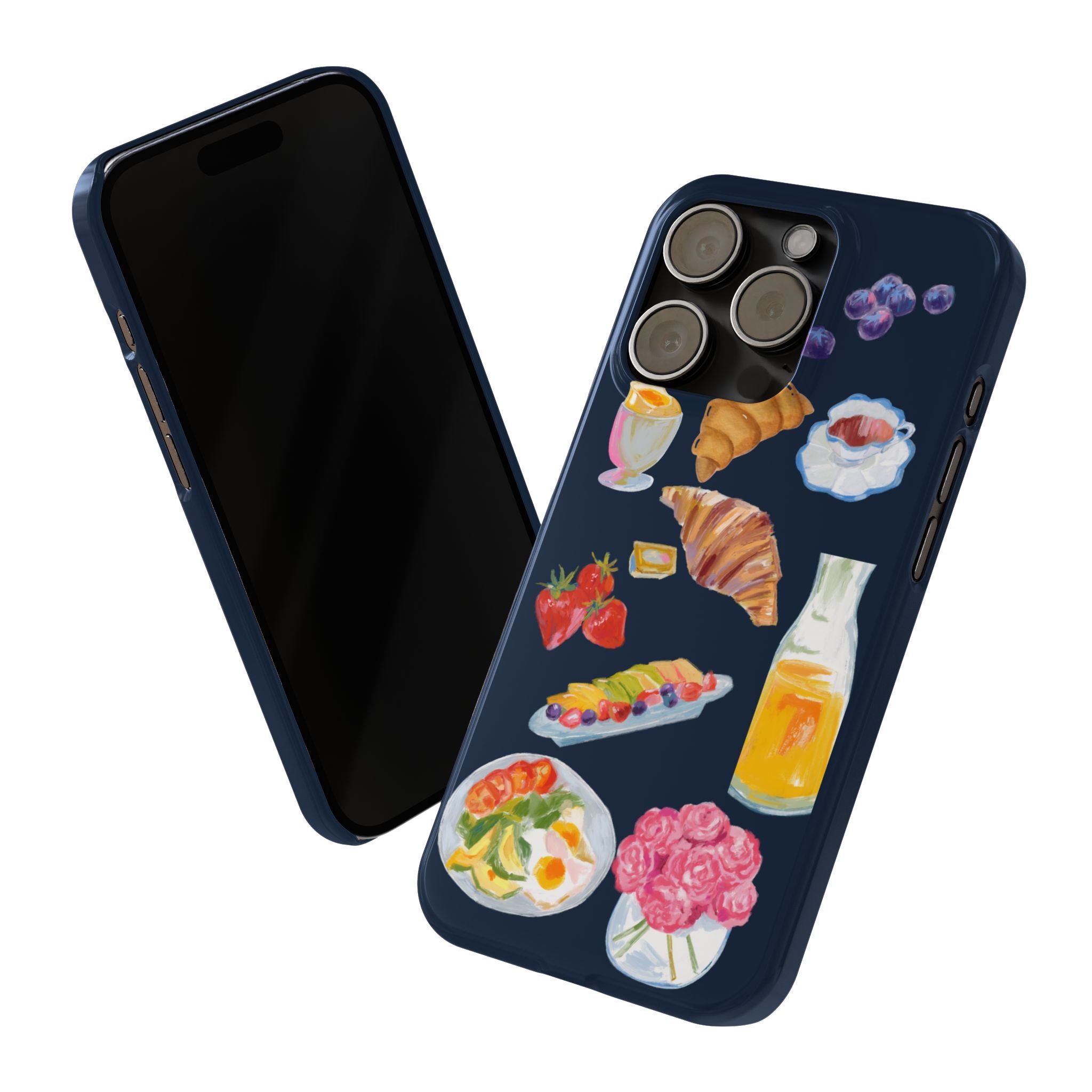 Brunch Icons Slim Phone Case — Croissant, Eggs & Juice Breakfast Design
