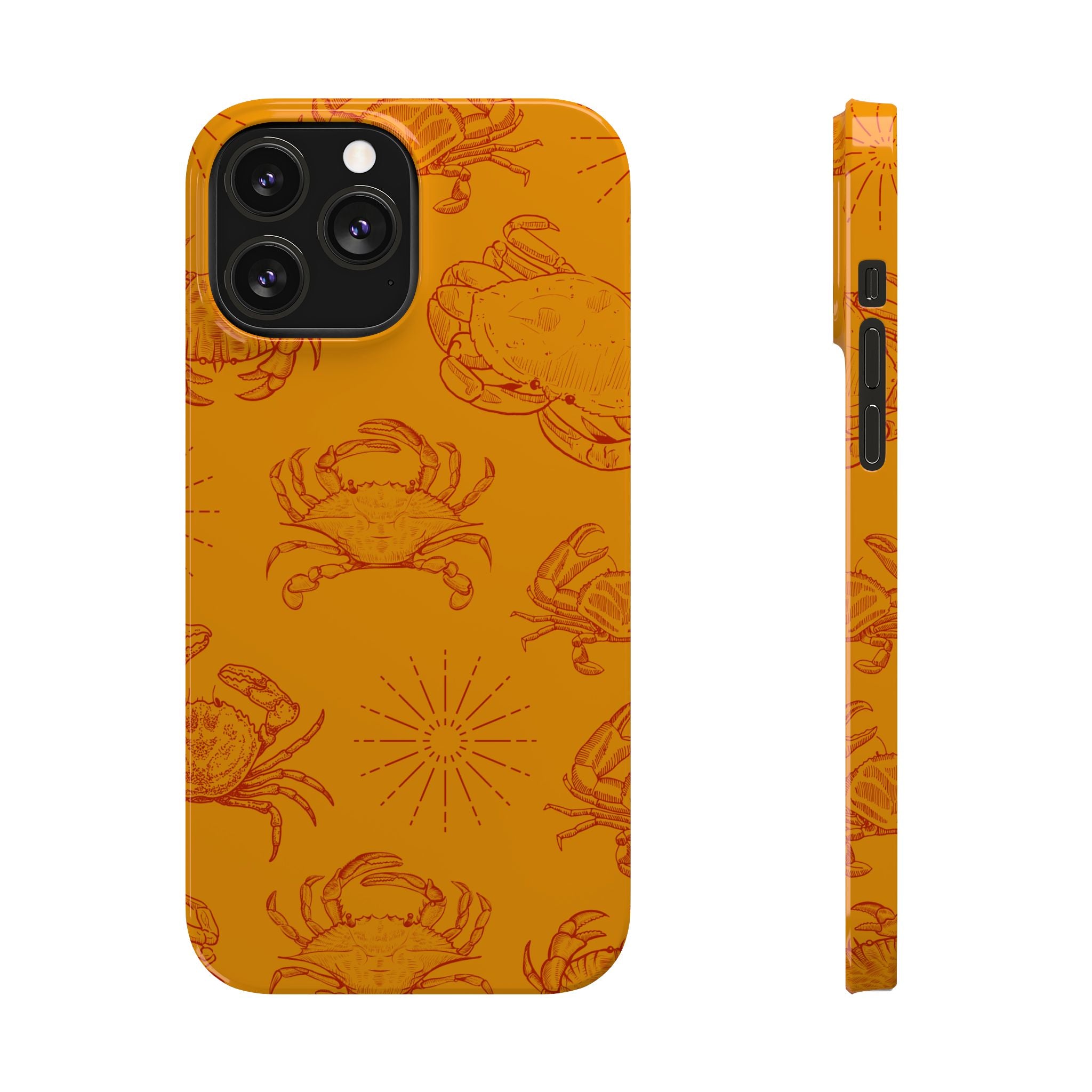 Crab Pattern Slim Phone Case — Orange Nautical Beach Vibe