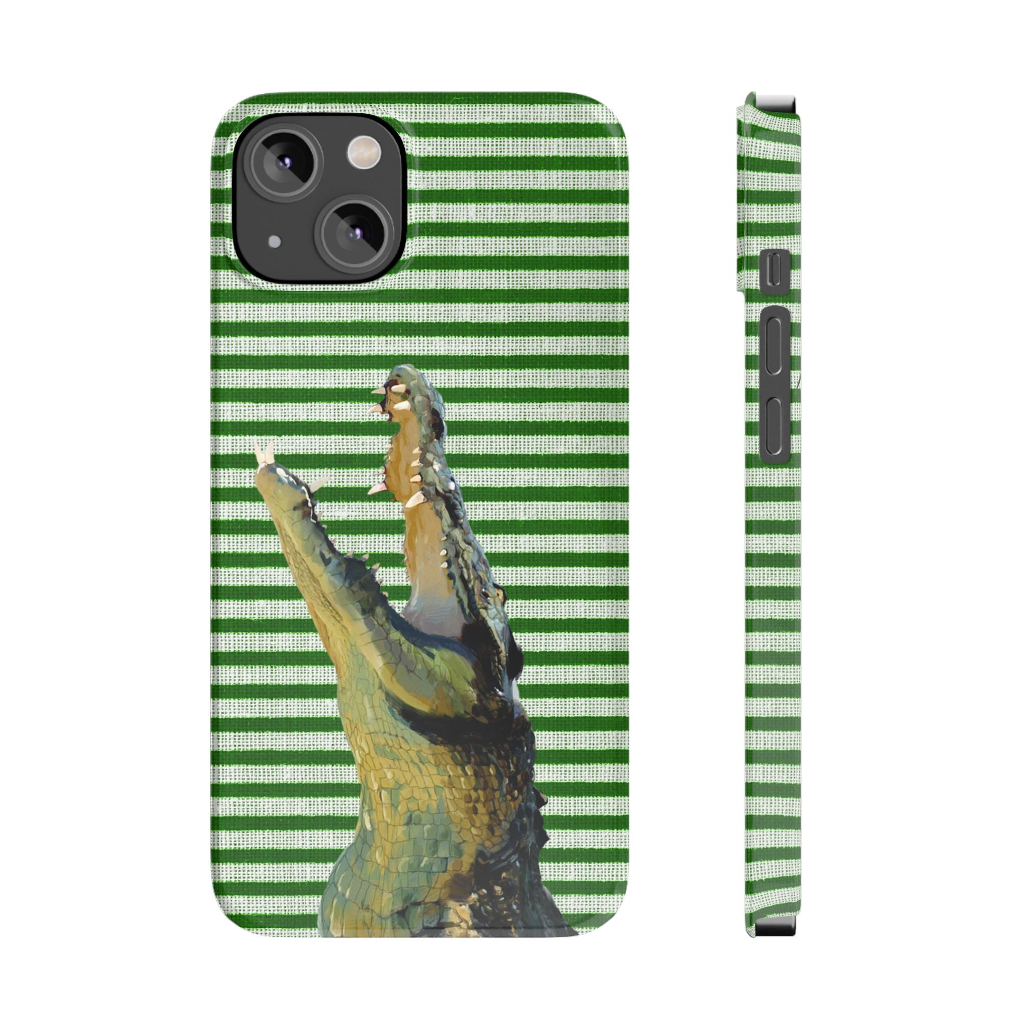 Alligator Stripes Slim Phone Case — Green Striped Gator Design