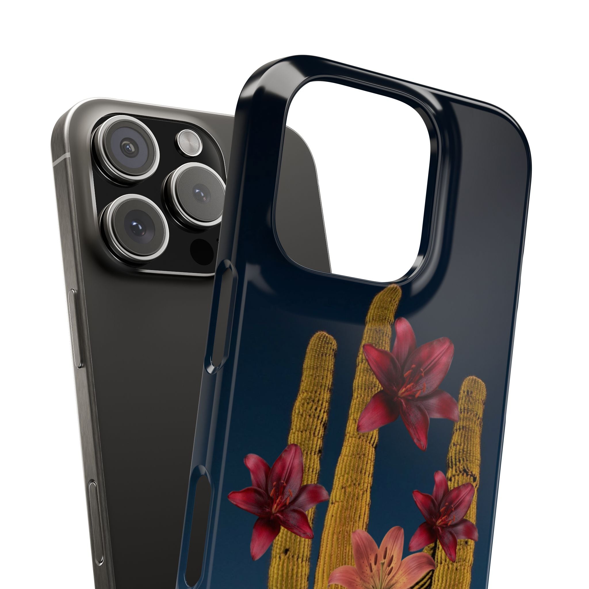 Cactus Bloom Slim Phone Case — Desert Floral Night Design
