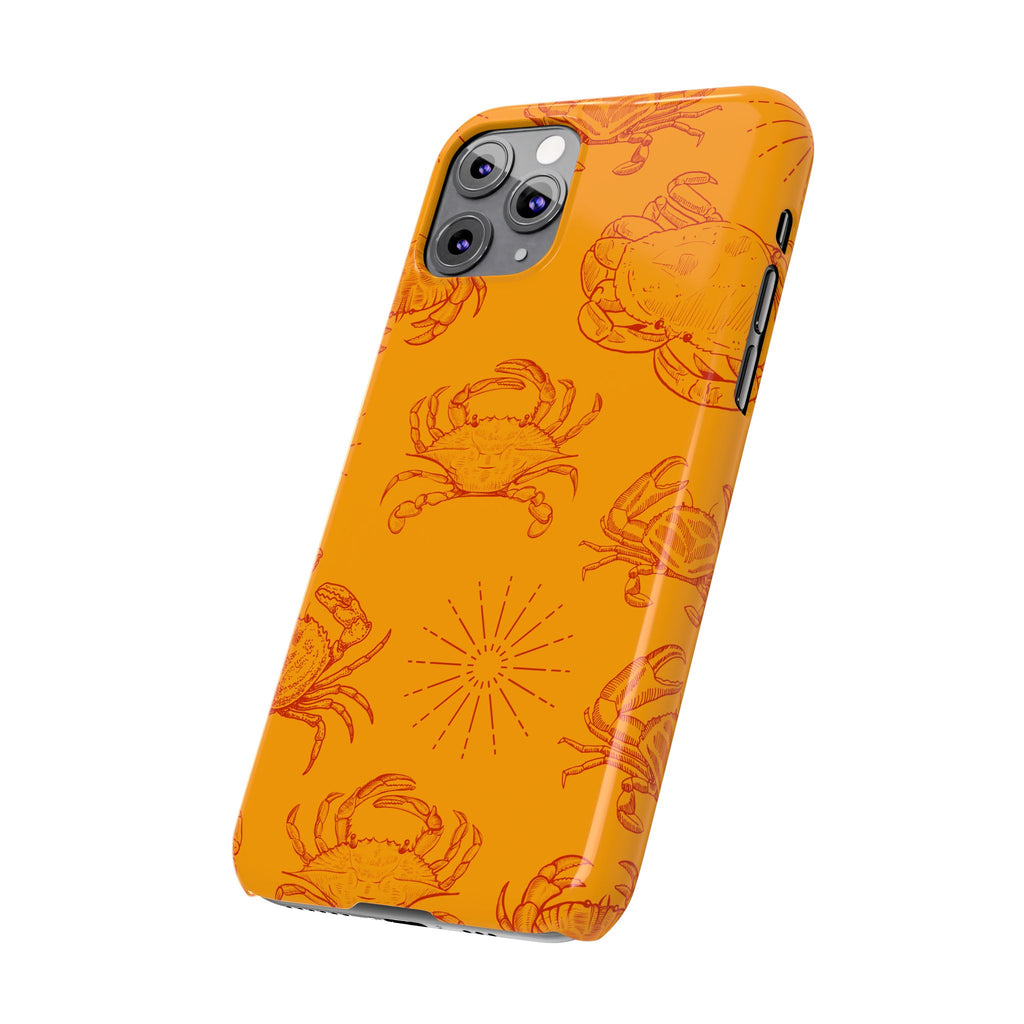 Crab Pattern Slim Phone Case — Orange Nautical Beach Vibe