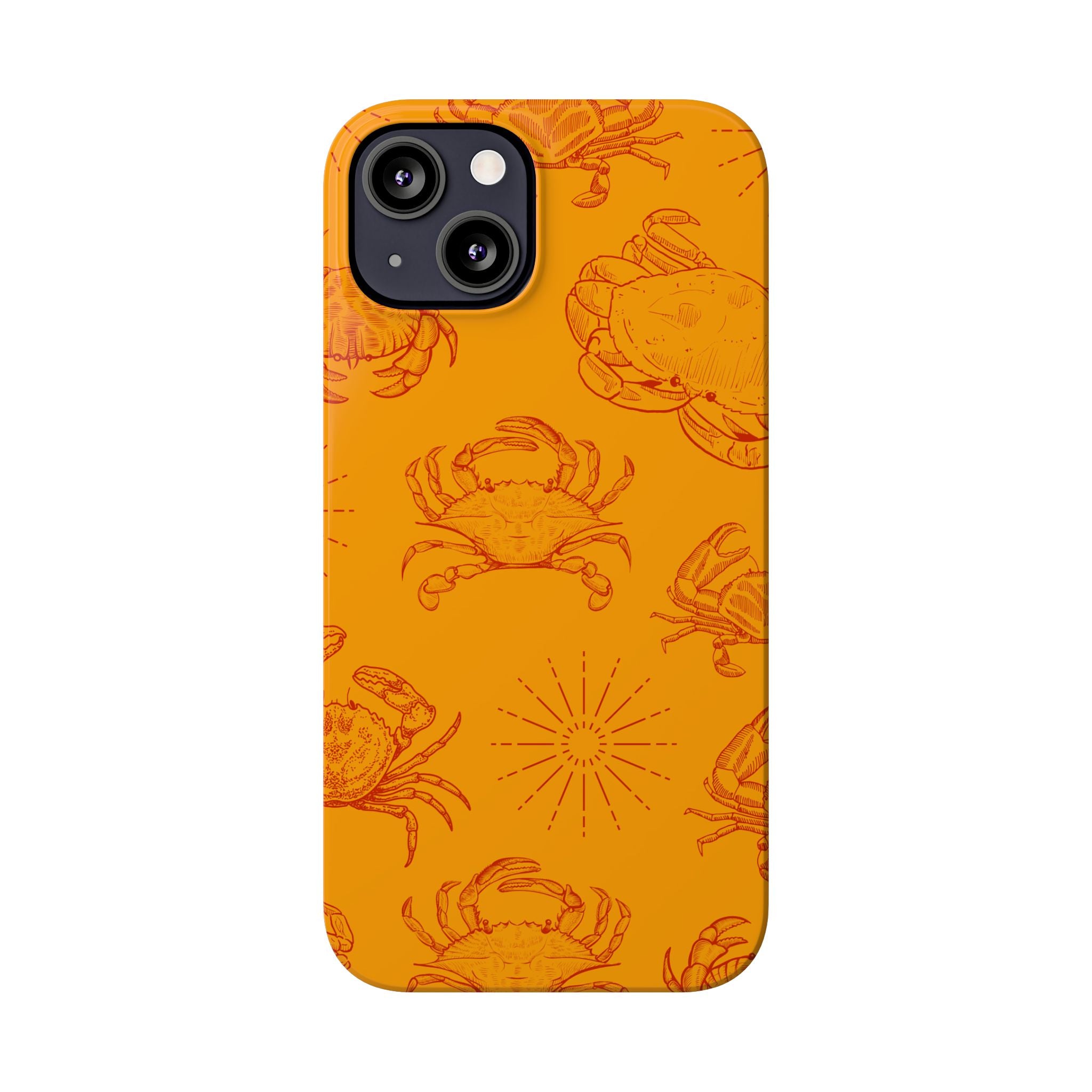 Crab Pattern Slim Phone Case — Orange Nautical Beach Vibe