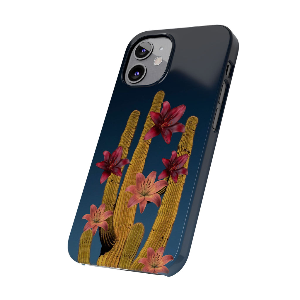 Cactus Bloom Slim Phone Case — Desert Floral Night Design