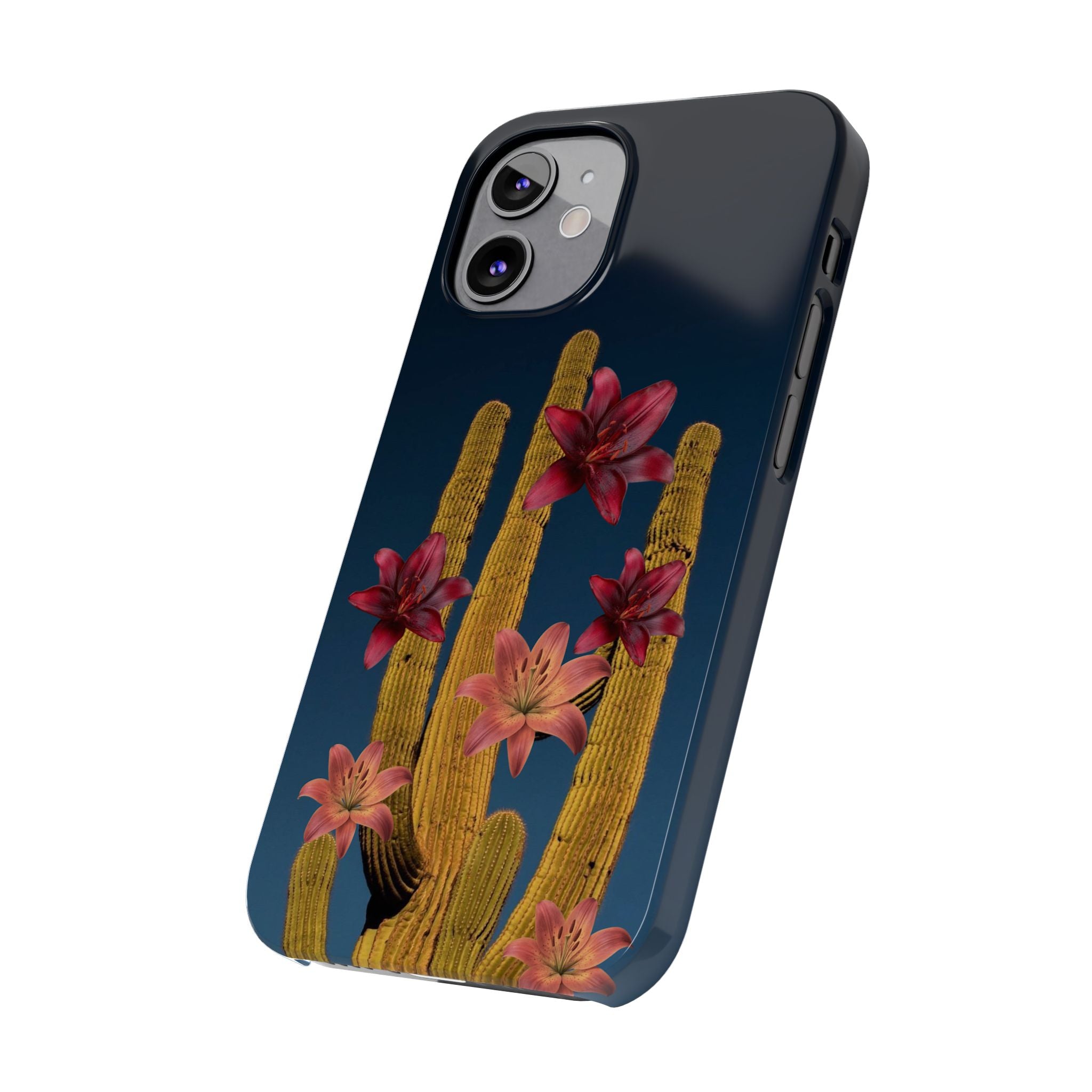 Cactus Bloom Slim Phone Case — Desert Floral Night Design