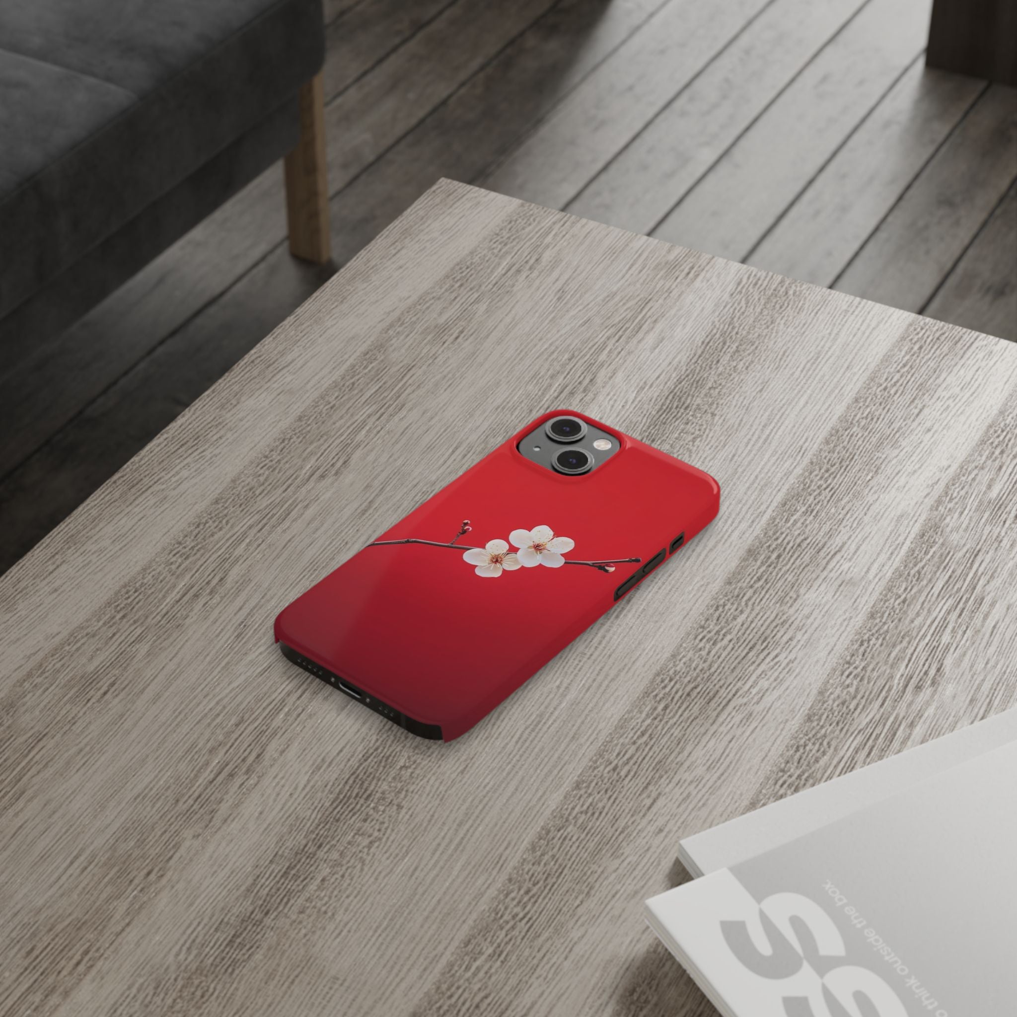 Minimal Red Sakura Blossom Design