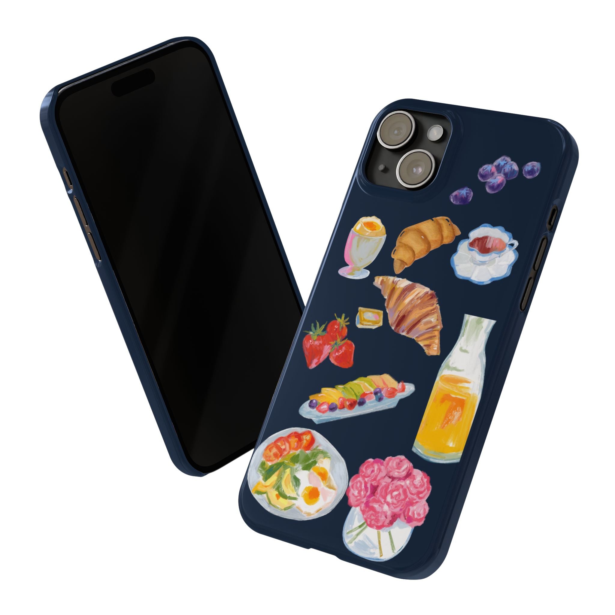 Brunch Icons Slim Phone Case — Croissant, Eggs & Juice Breakfast Design