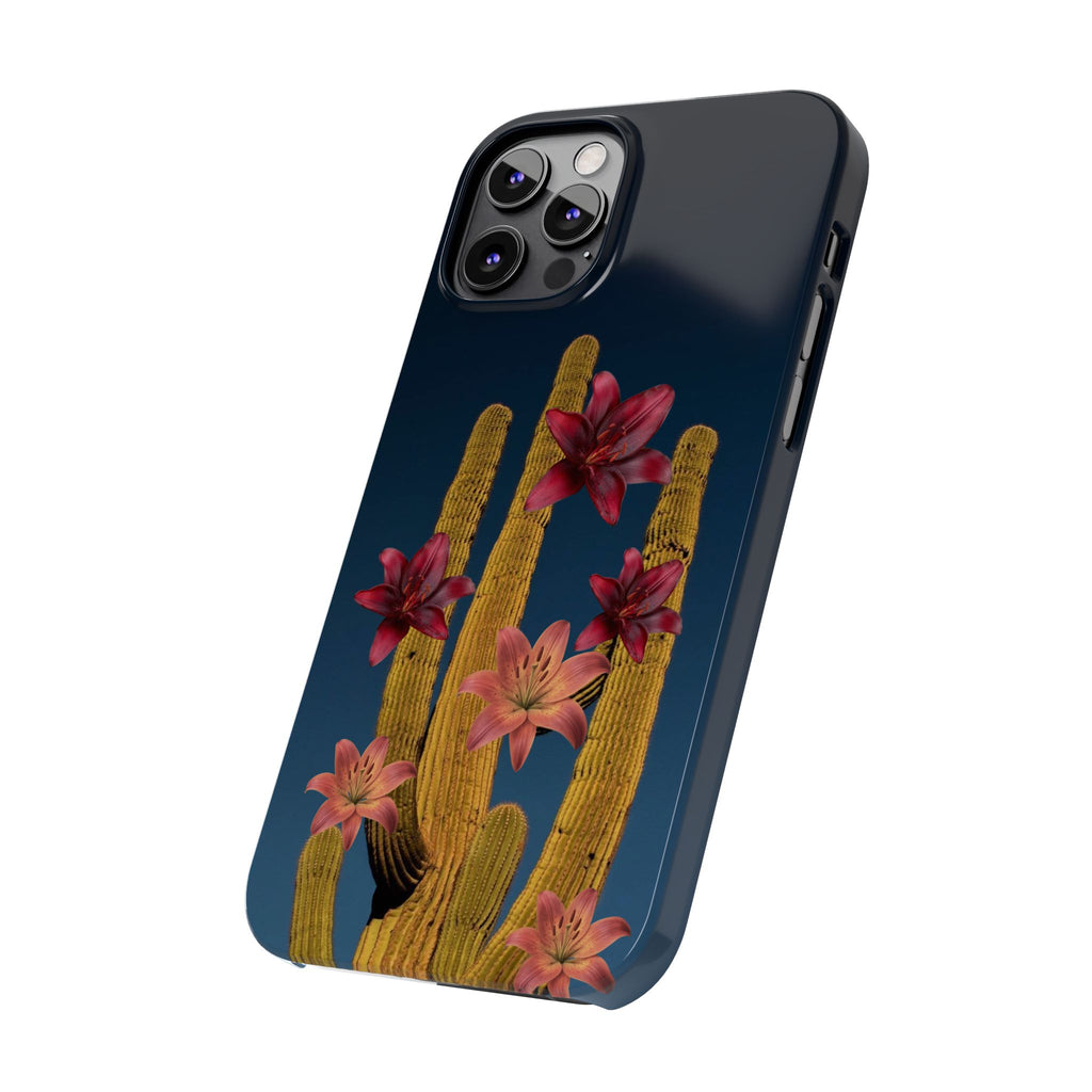 Cactus Bloom Slim Phone Case — Desert Floral Night Design