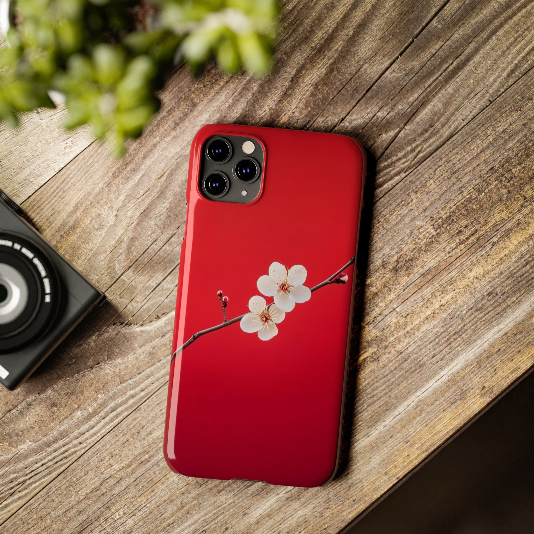 Minimal Red Sakura Blossom Design